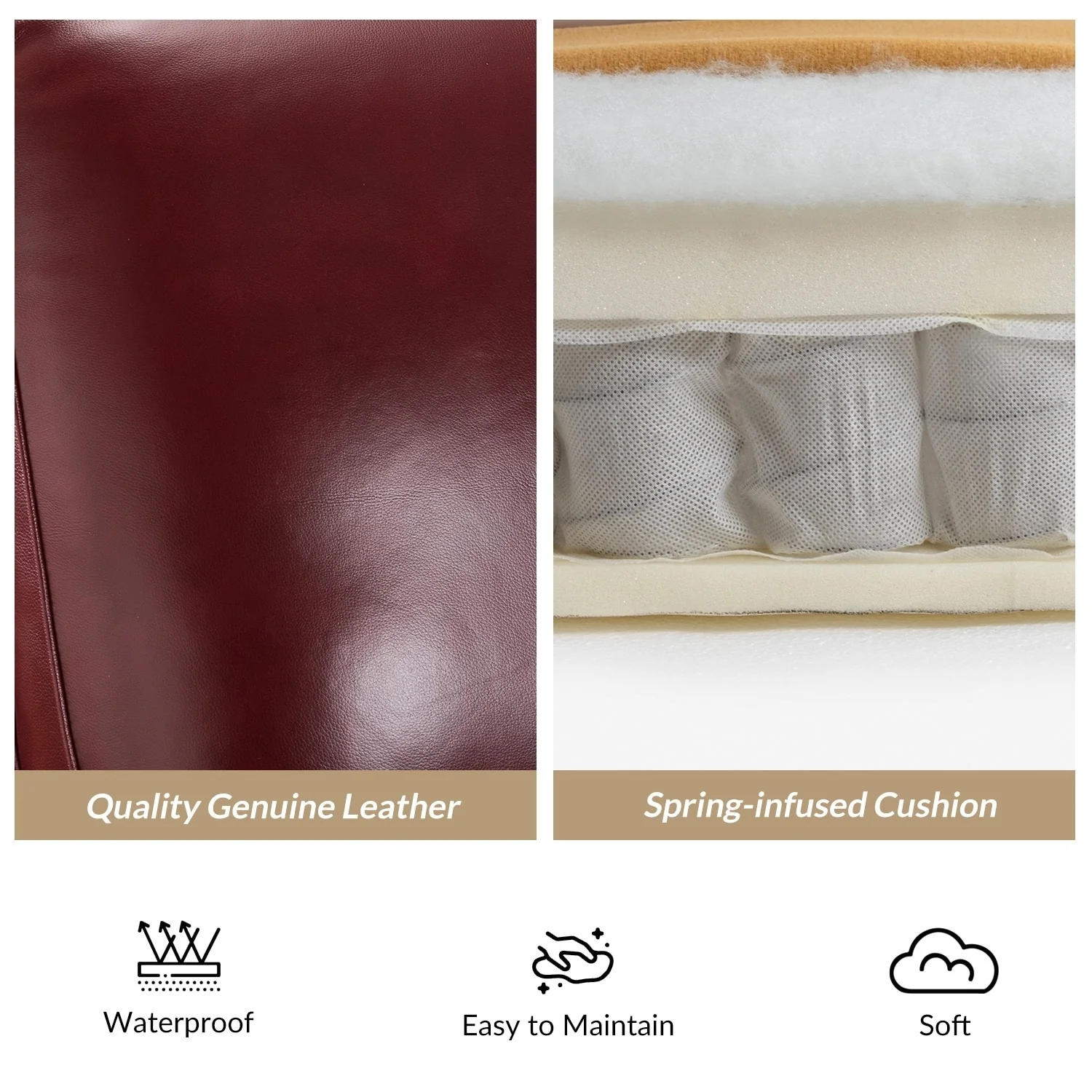 Cigar Mid-century Modern Genuine Leather Recliner with Nailhead Trim by HULALA HOME