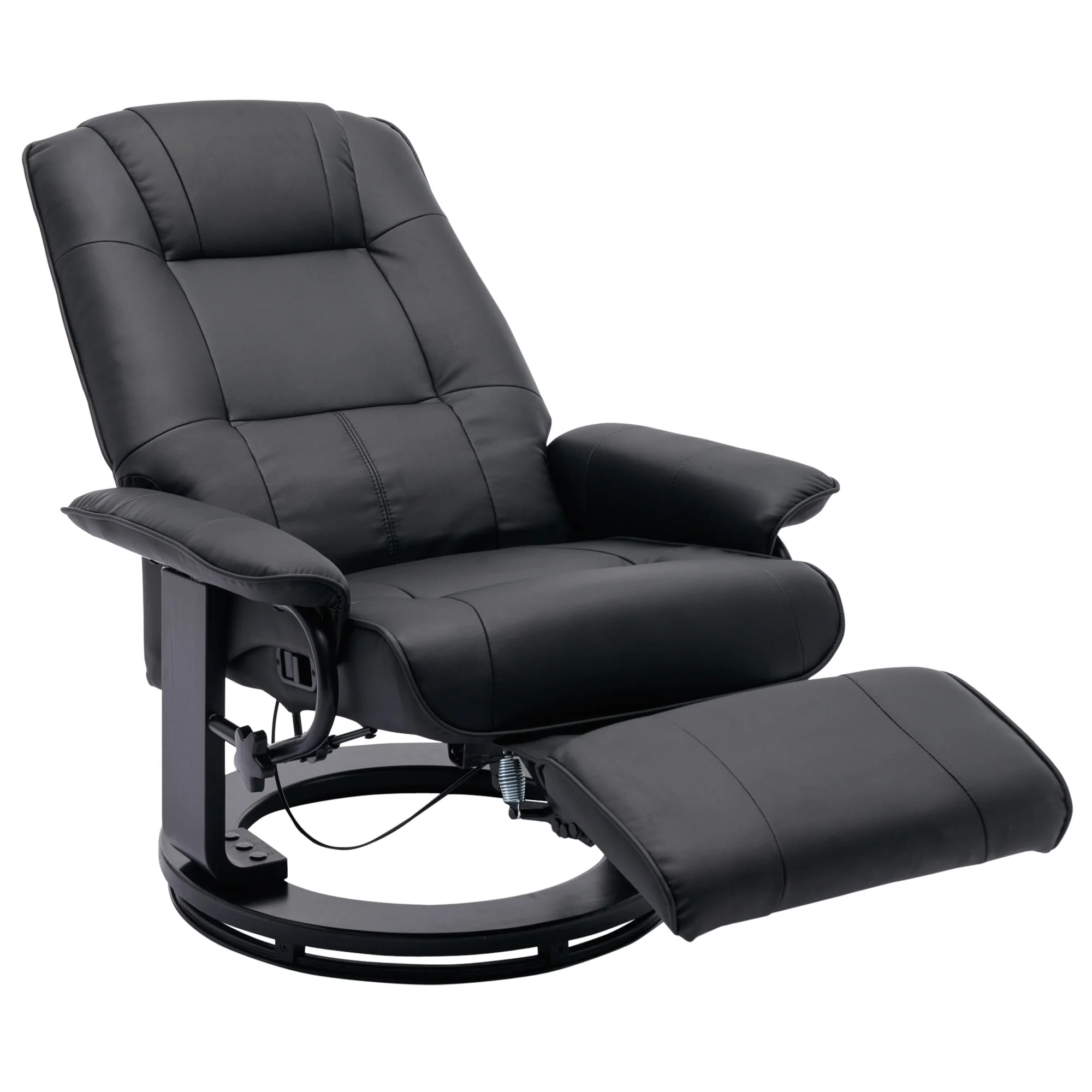 Faux Leather Manual Recliner Adjustable Swivel Lounge Chair With Footrest - 30.70 x 34.30 x 35.00