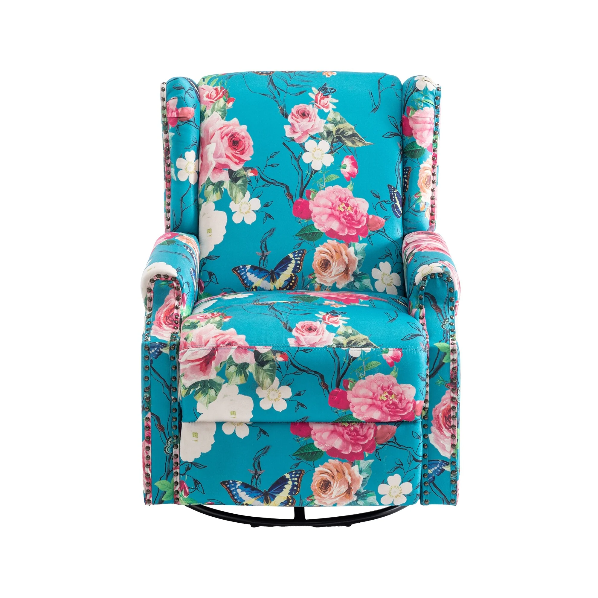 Linen Manual Swivel Base Recliner Chair with Footrest