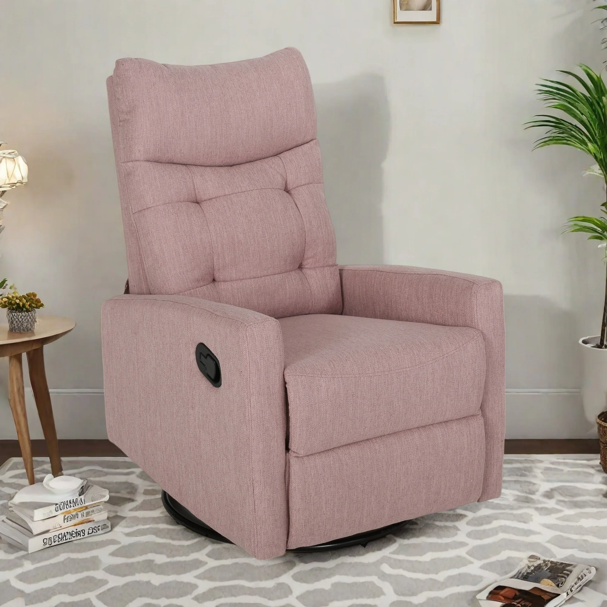 Contemporary Push-Back Recliner Chair with Swivel and Glider