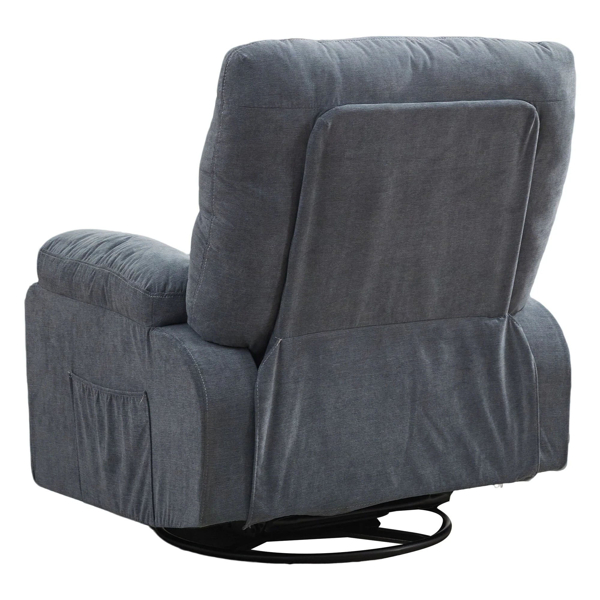 360�� Rotating Recliner Chair with Adjustable Backrest, Swivel Rocking Armchair with Footrest, Soft Cushions & Side Pockets