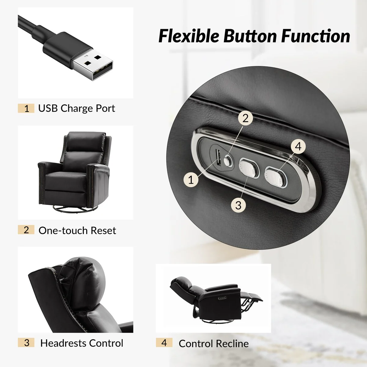 Tobias Traditional Swivel And Rocker Power Recliner by HULALA HOME