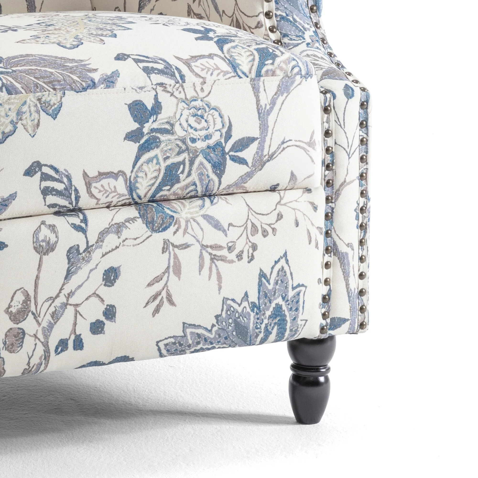 Linen Manual Upholstered Recliner with Wood Legs