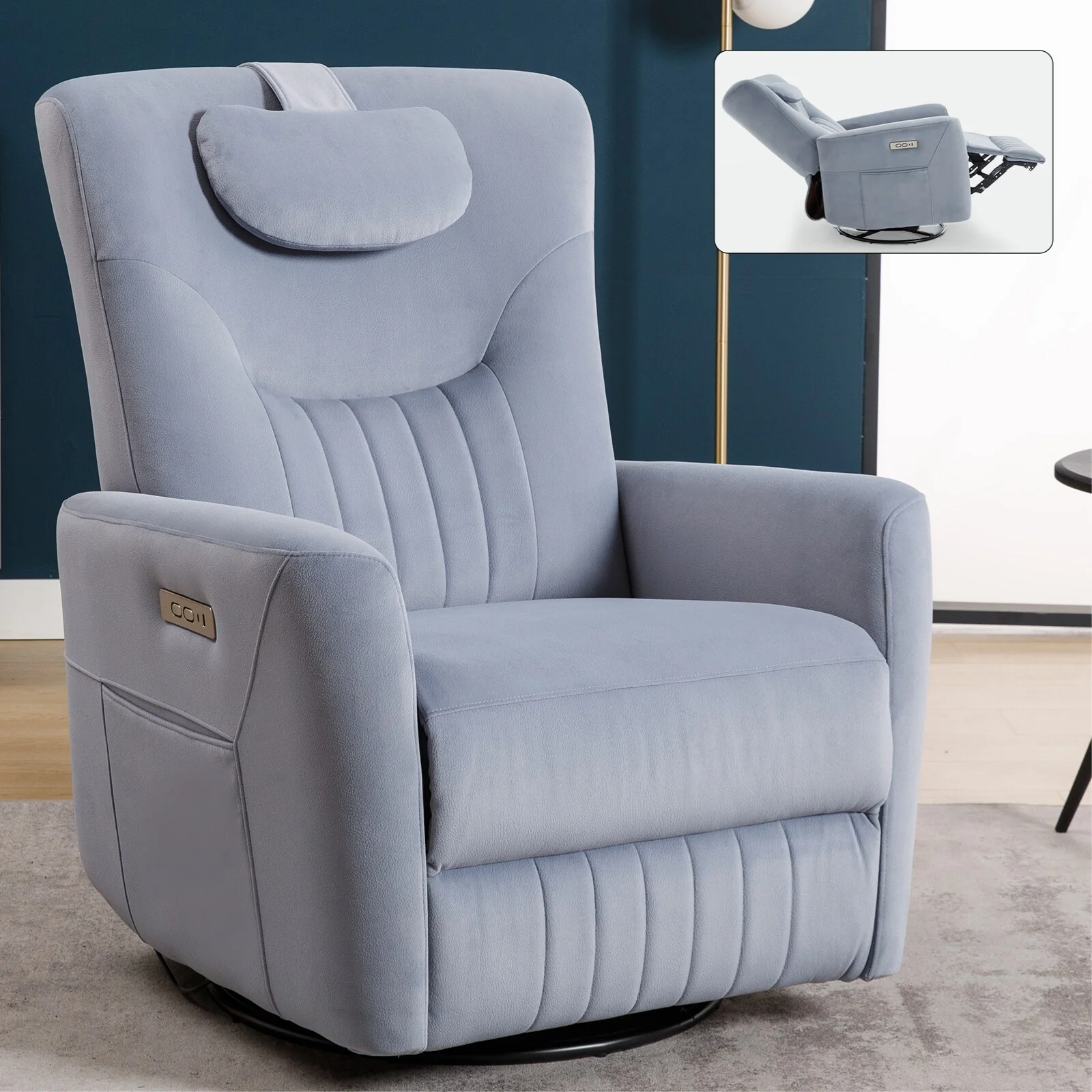 Swivel and Rocker Power Recliner Chair with Lumbar
