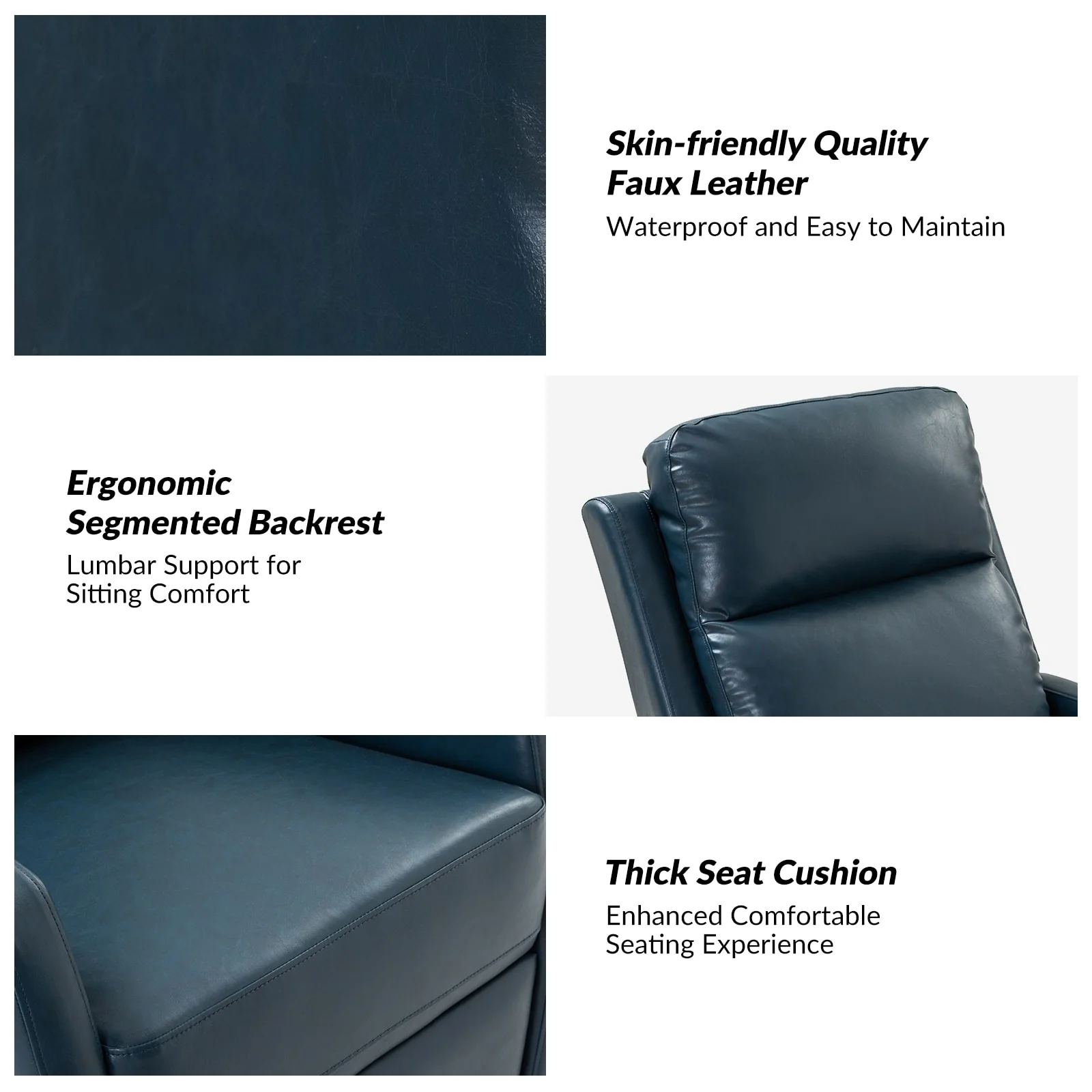 Esteban Modern Faux Leather Manual Rocking Swivel Recliner with Wingback Set of 2