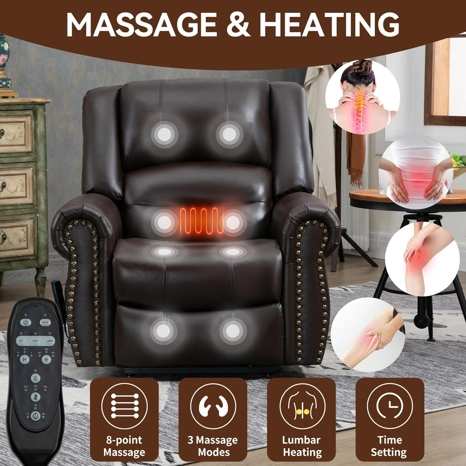 Power Lift Recliner Chair Heat Massage