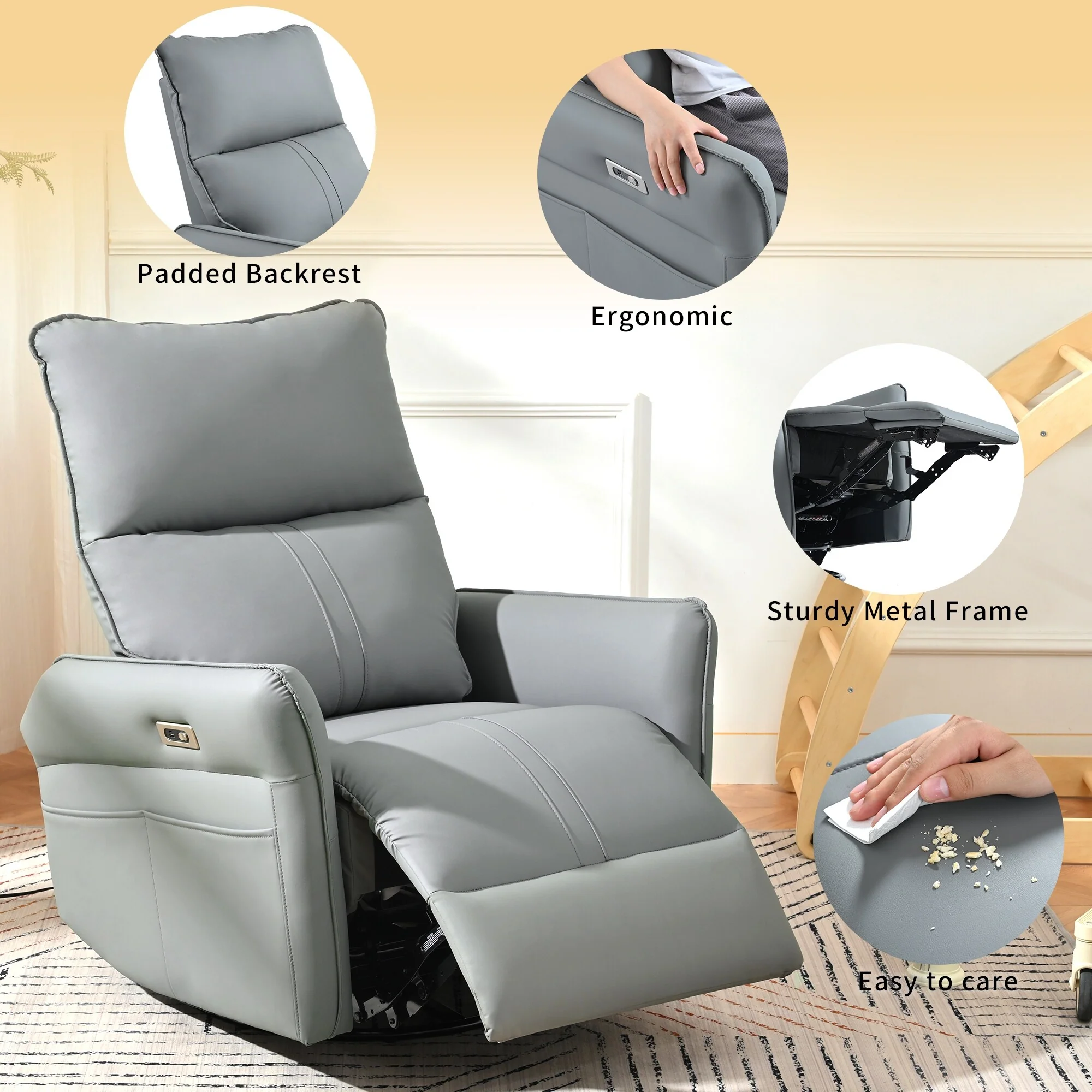 360�� Swivel Rocker Recliner Chair