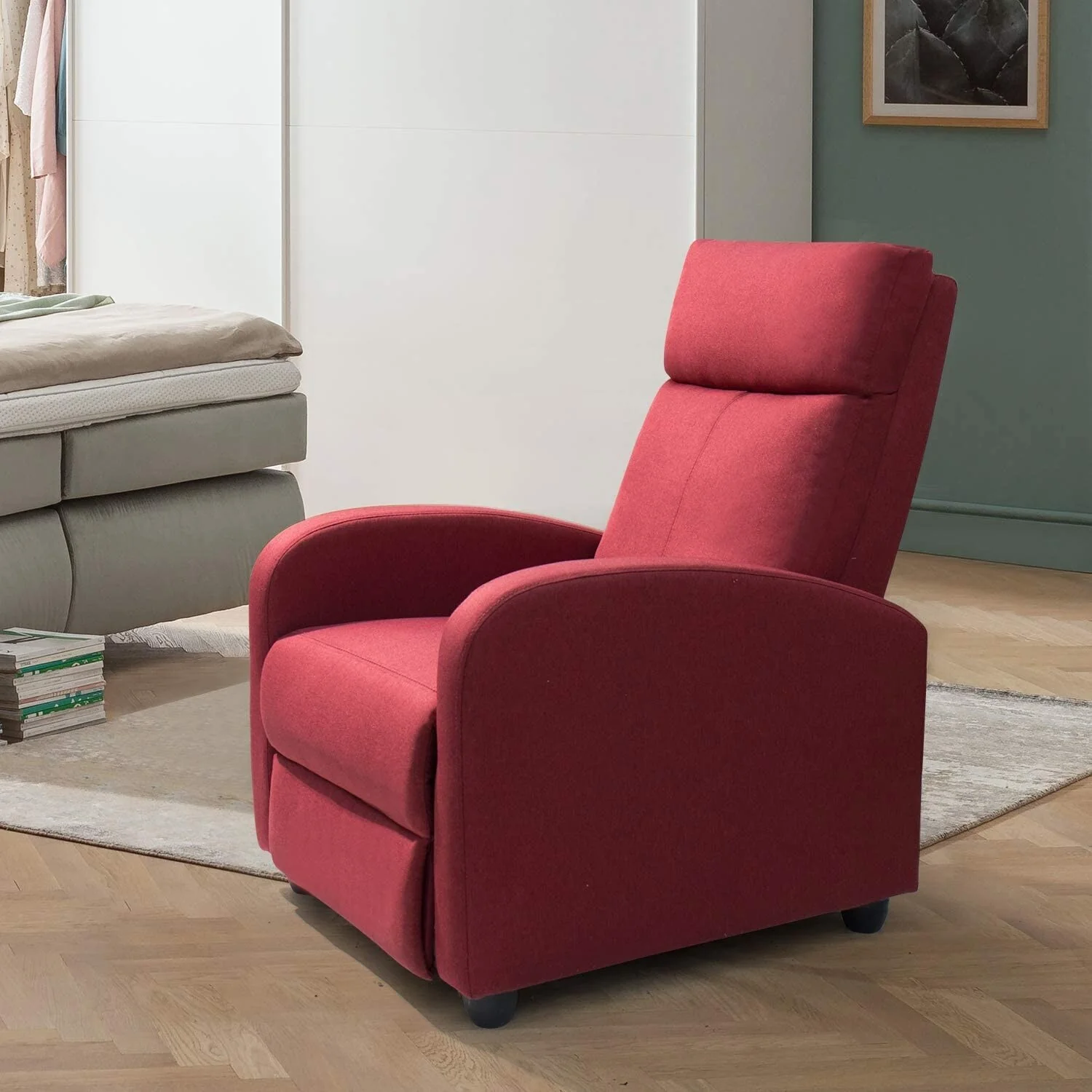 Furniwell Fabric Single Sofa Recliner with Padded Seat