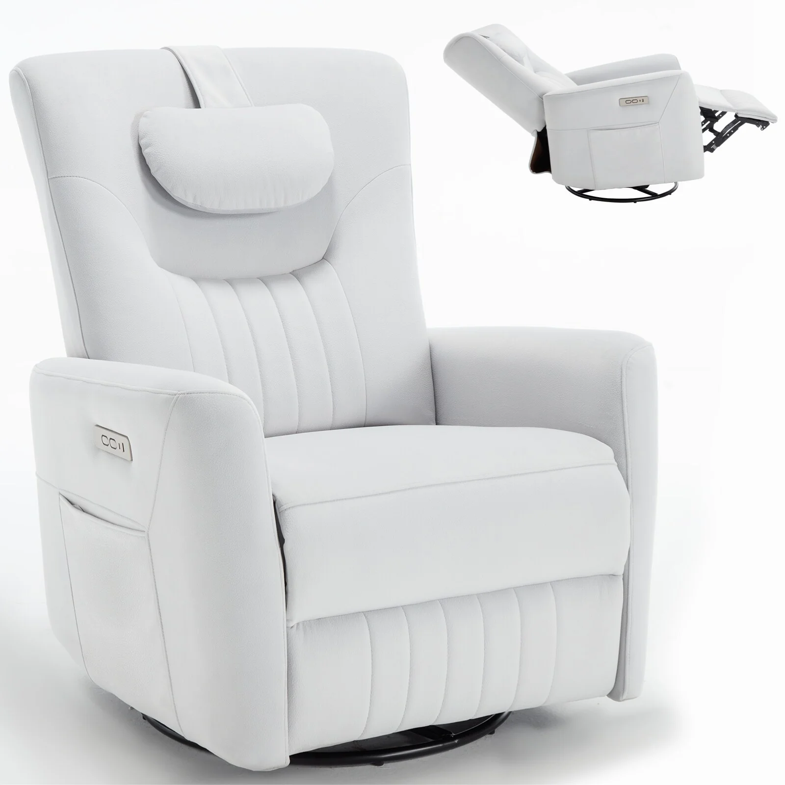 Swivel and Rocker Power Recliner Chair with Lumbar
