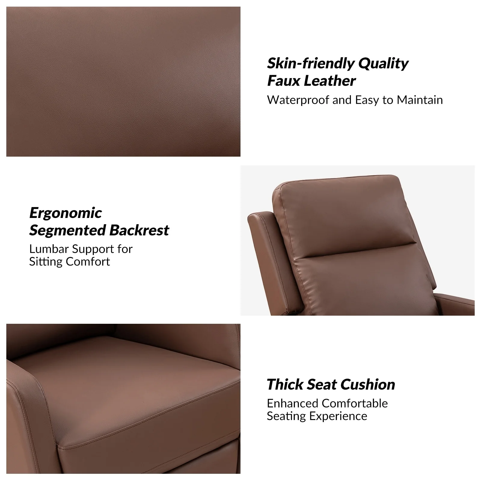 Esteban Modern Faux Leather Manual Rocking Swivel Recliner with Wingback