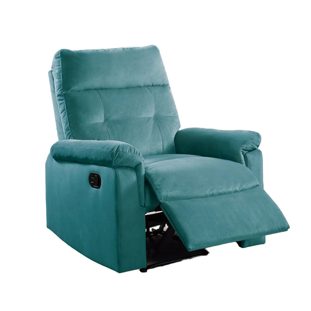 Velvet Upholstered Manual Motion Single Recliner with Tufted Back