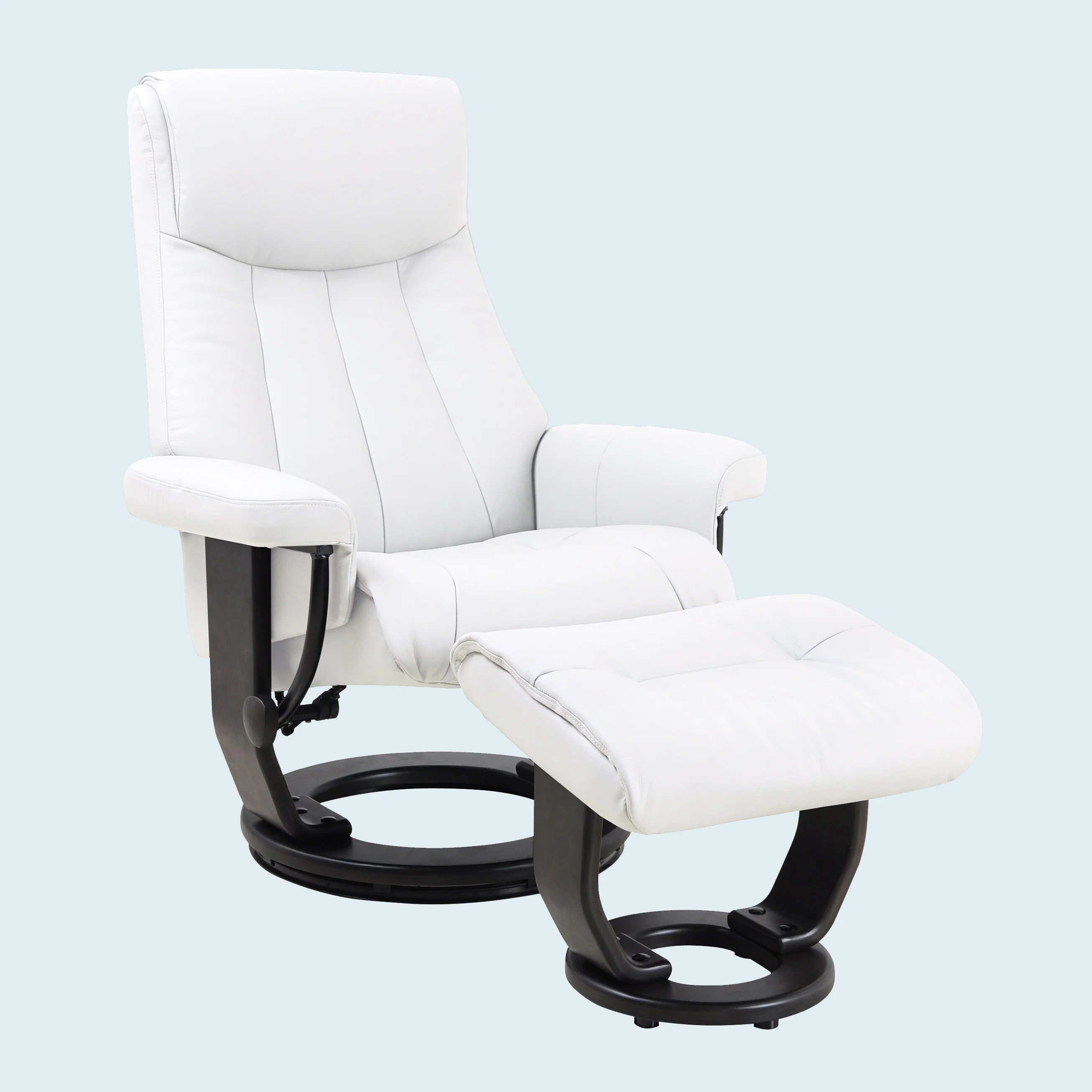 Leather Swivel Recliner with Matching Ottoman