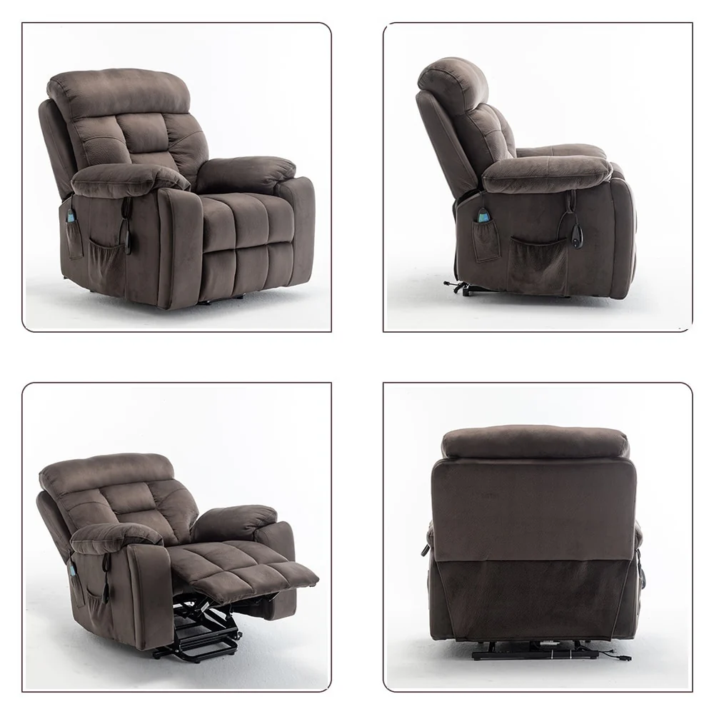 Large Electric Massage Lift Recliner with Heat, Hidden Cup Holder