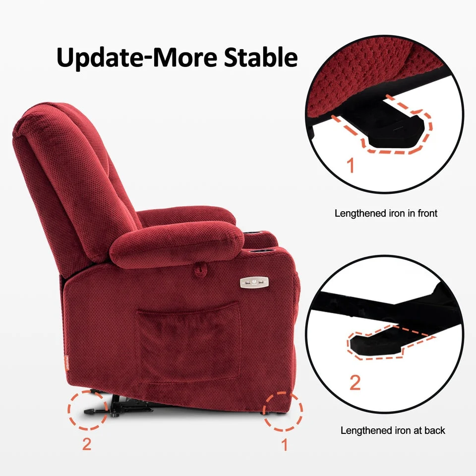 MCombo Electric Power?Recliner Chair with Massage  Heat, Plush Fabric 8015