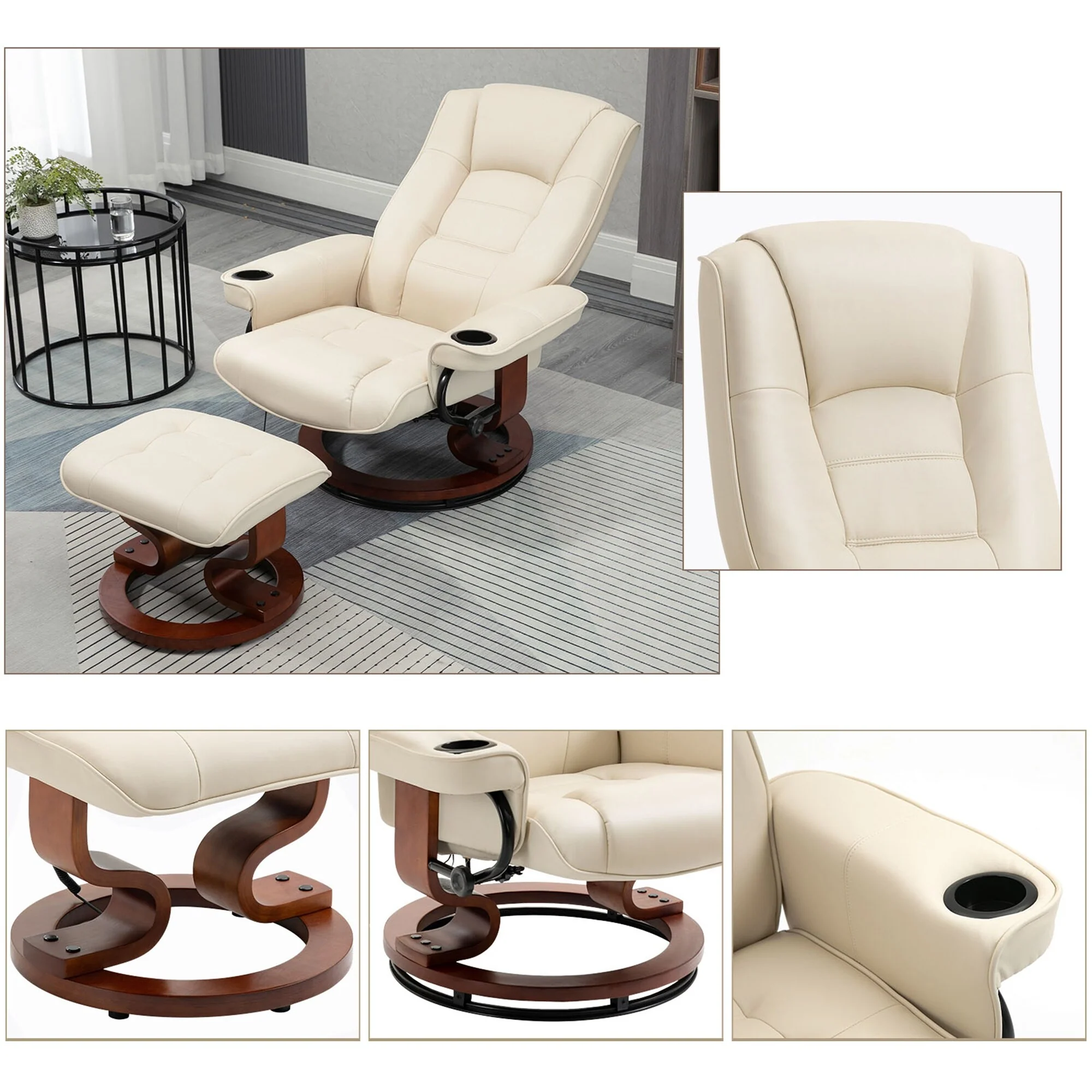 AVAWING Recliner Chair with Ottoman Vibration Massage Swivel