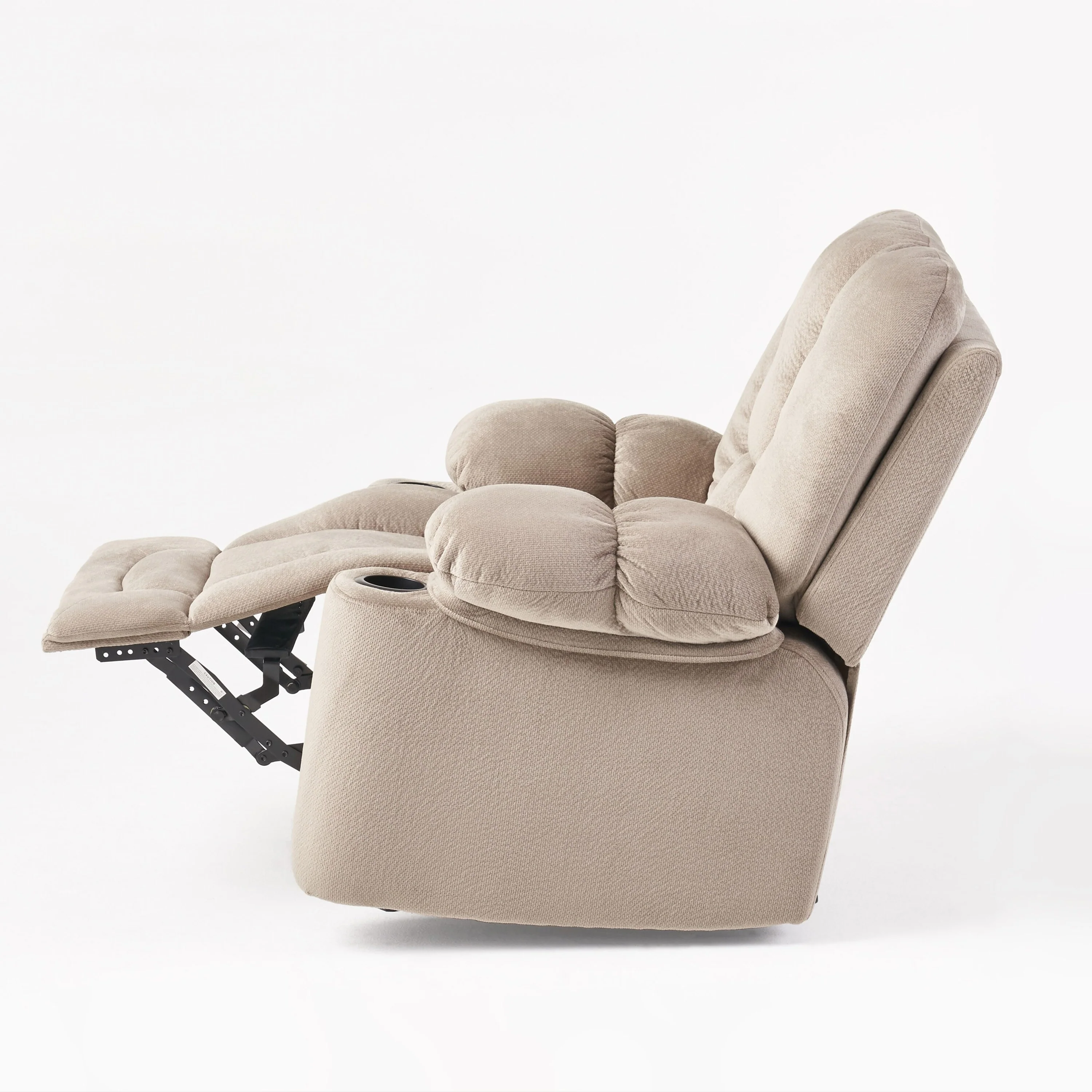 Roomfitters Luxurious Manual Recliner Chair in Chocolate with Skin-Friendly Fabric and Dual Cup Holders