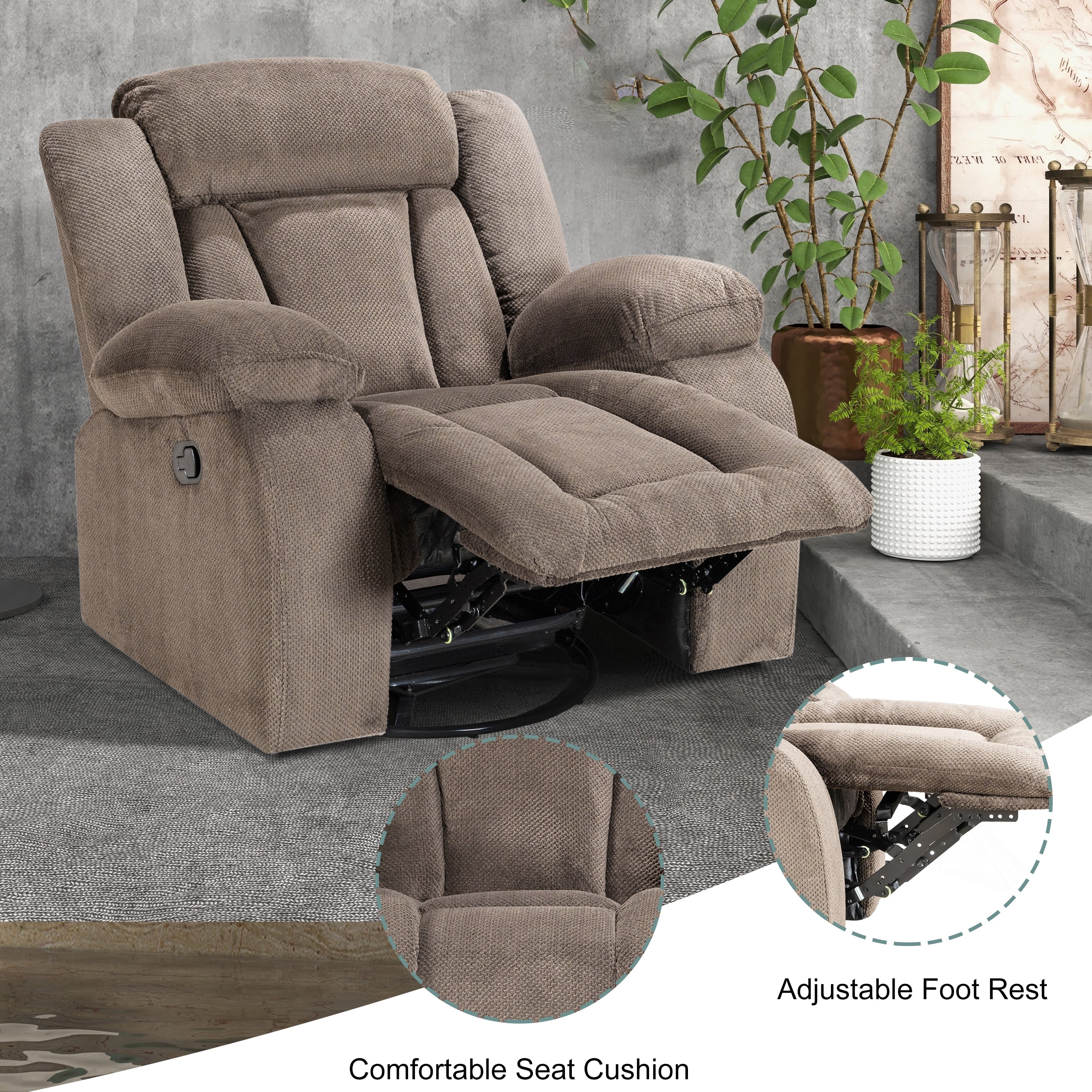 Rocker and Swivel Upholstered Recliner
