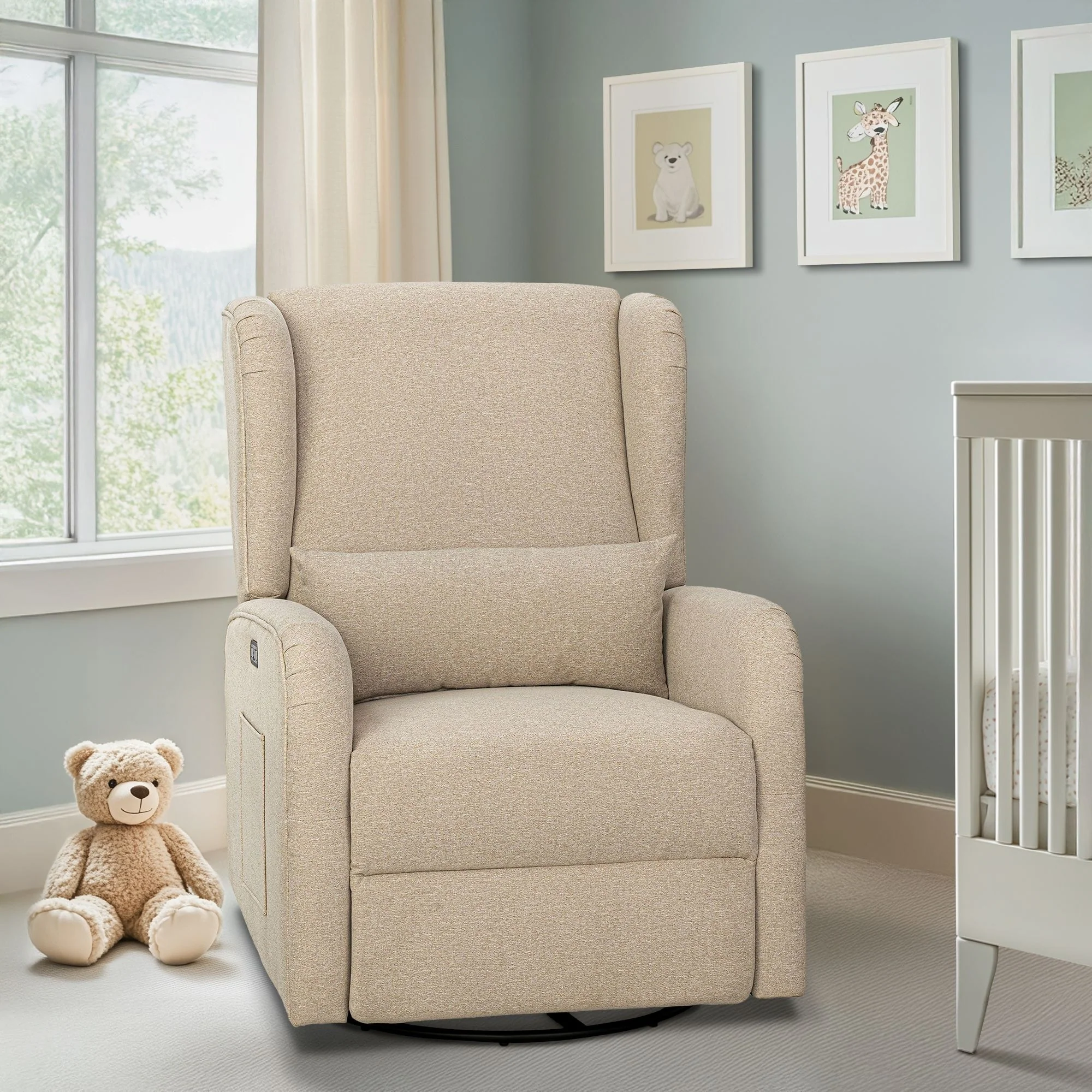 Madison Park Candace Power Recliner 3-in-1 with Swivel, Glider, USB Ports