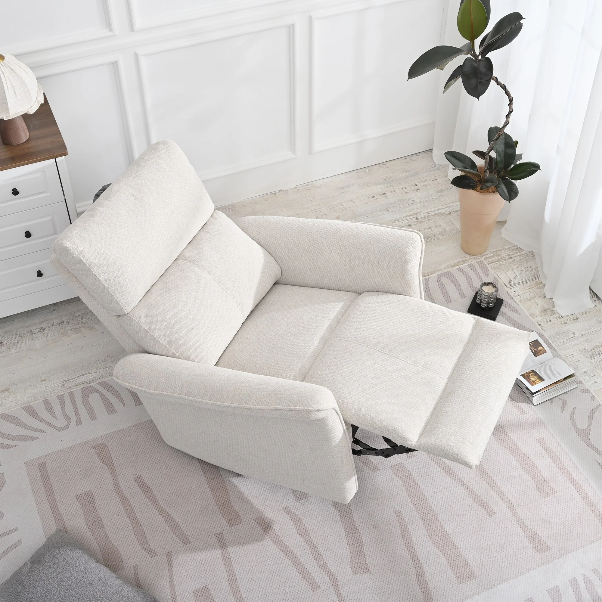 Manual Rocker Recliner Chair,Manual Rocking Glider Recliner,Fabric Nursery Chair,Single Sofa Recliner,Wide Armrests