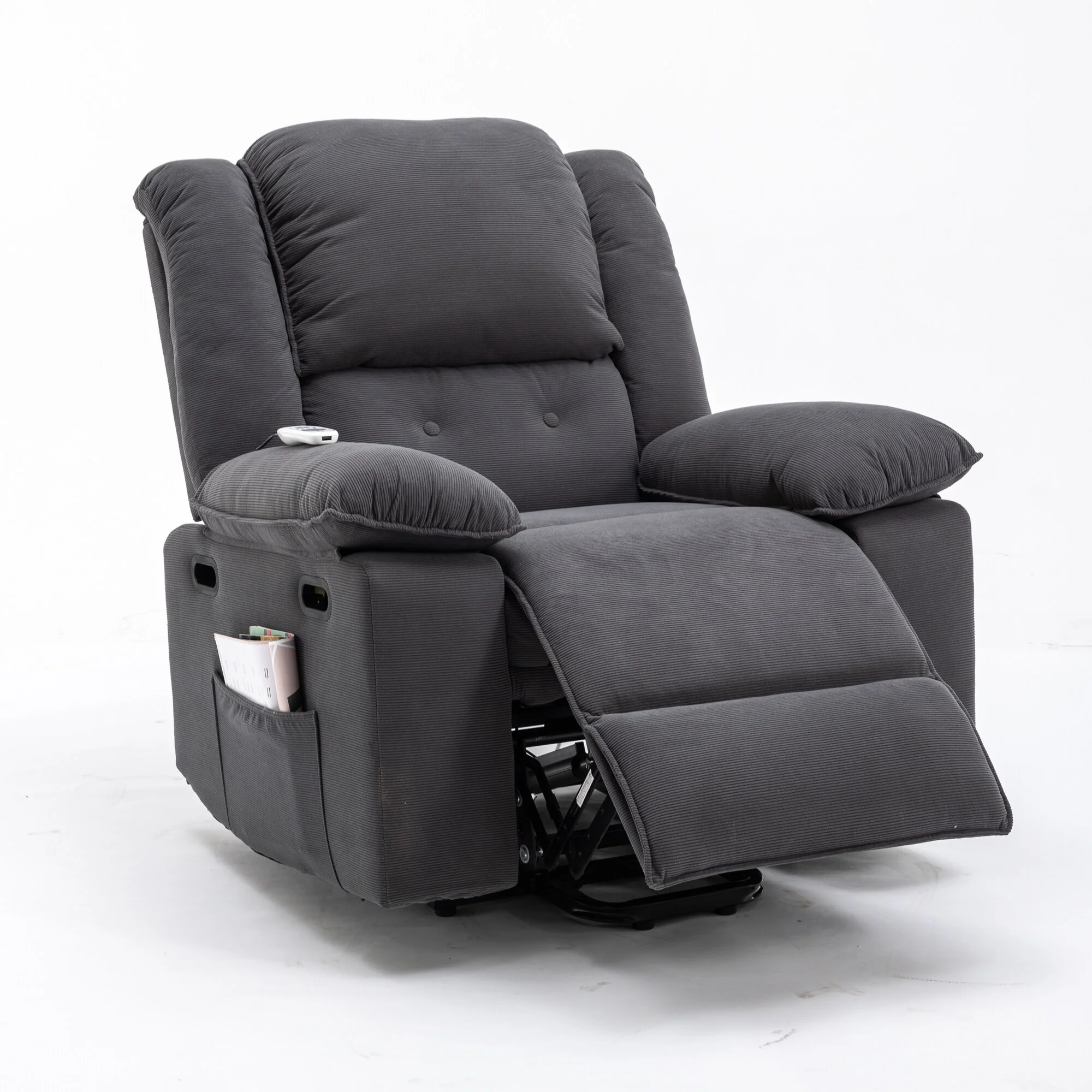 Beige Power Lift Recliner with Massage, Heating, Infinite Recline, Side Pockets, and Retractable Armrests