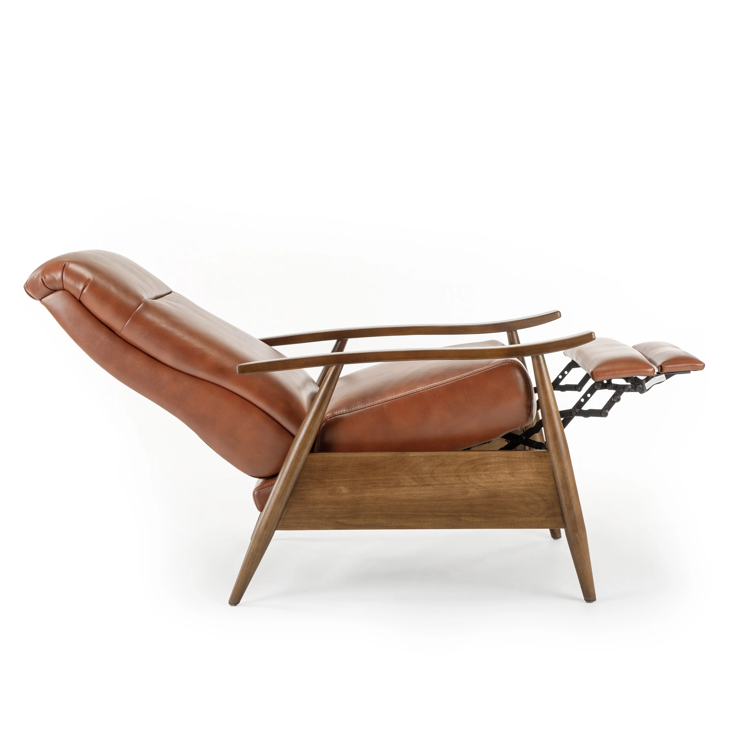 Sarasota Wood Arm Push Back Recliner - Caramel