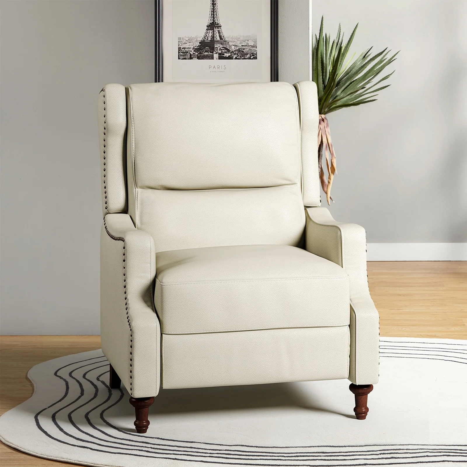 Florens Genuine Leather Recliner with Nailhead Trims by HULALA HOME