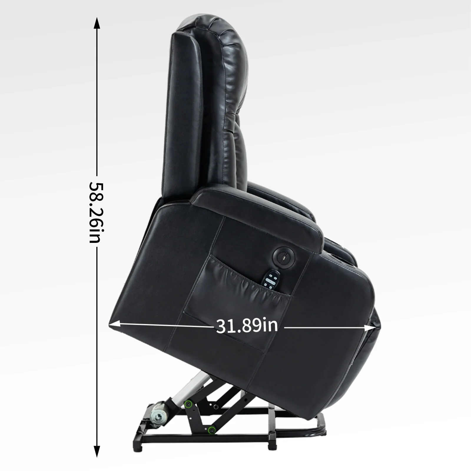 Power Lift Recliner Chair with Massage, Lumbar Heat, USB & Cup Holders