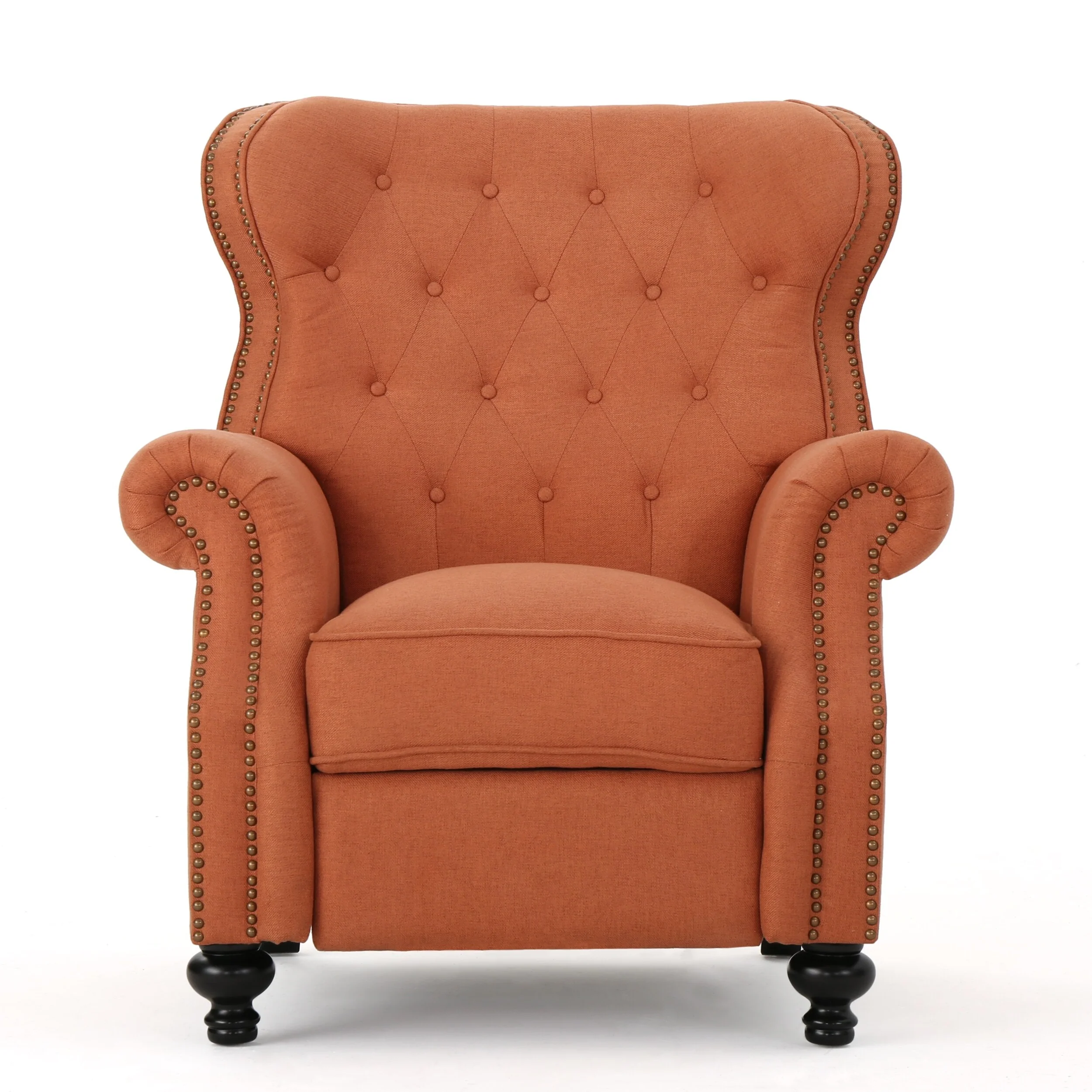 Tufted?Recliner?Chair?-?Diamond?Stitch?Backrest,?Nailhead?Trim?and?Rolled?Arms?
