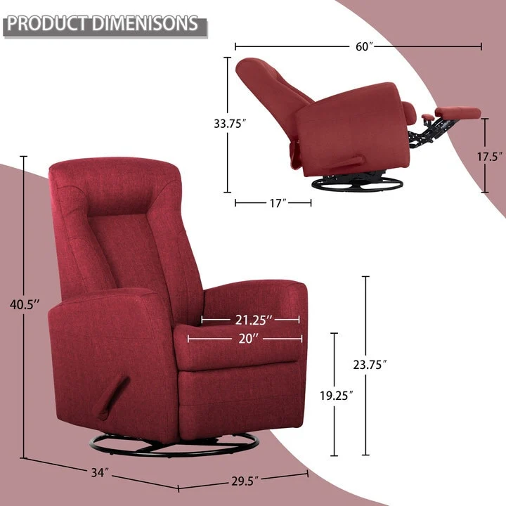 29.5 Width Glider Recliner Rocker Recliner Swivel Recliner Chair