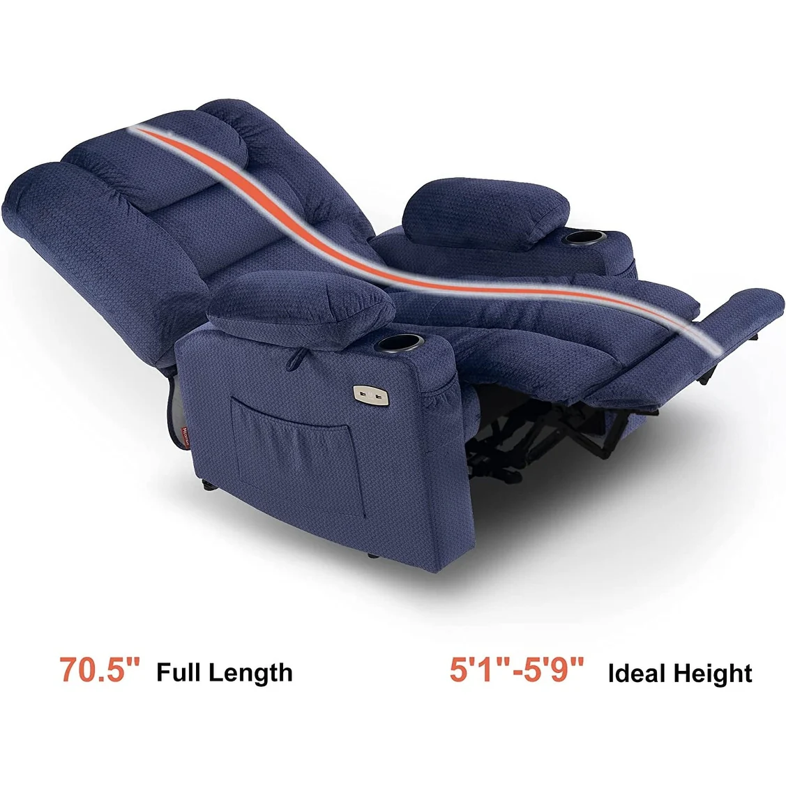 MCombo Electric Power Recliner Chair with Heat and Massage, Fabric 6079/PR670