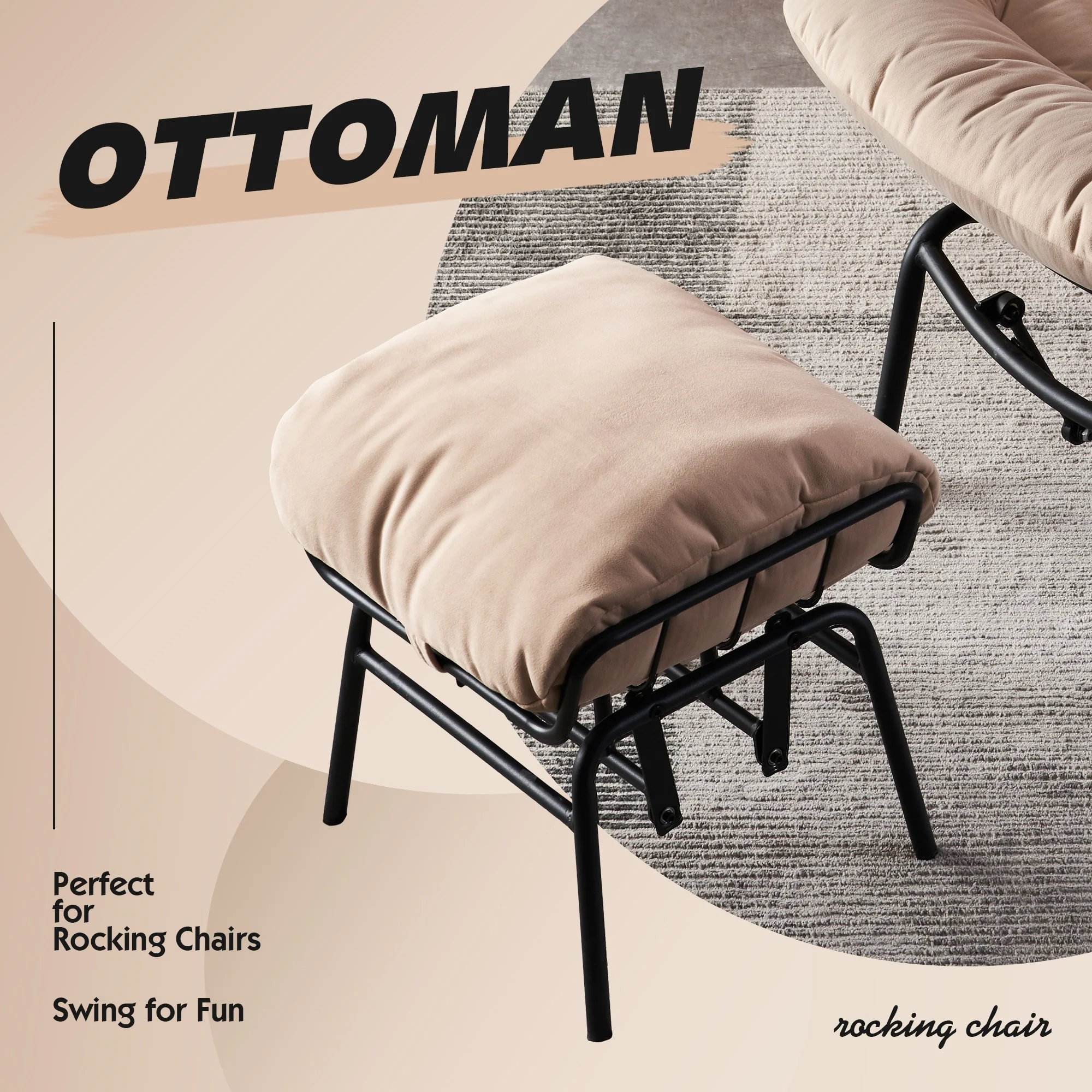 OVIOS Living Room Accent Chair Rocking Recliner Chair with Ottoman