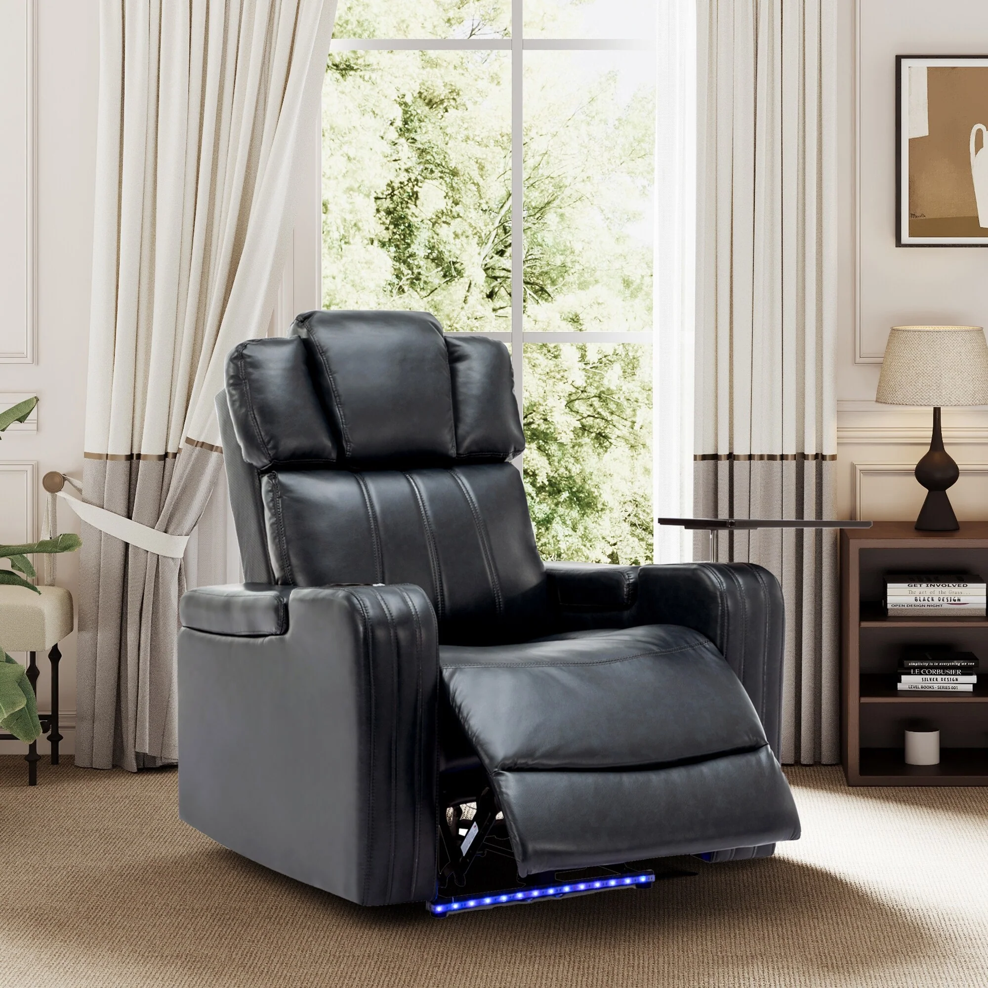 Power Recliner Chair with Cooling Cup Holder, Bluetooth & Tray Table