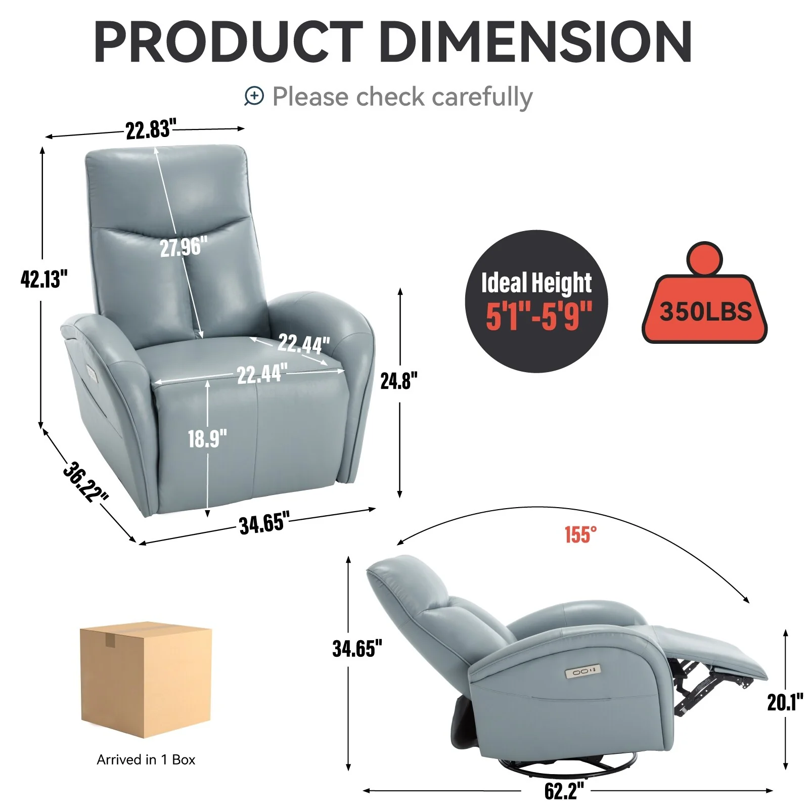 Armless Power Glider Recliner Chair with USB?C Charging & High Backrest