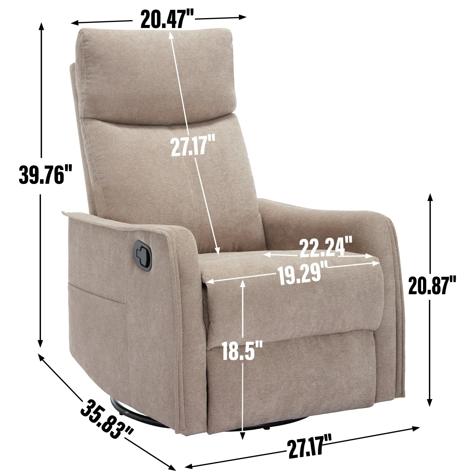 Heat Massage Manual Recliner Chair with Rocker and Swivel