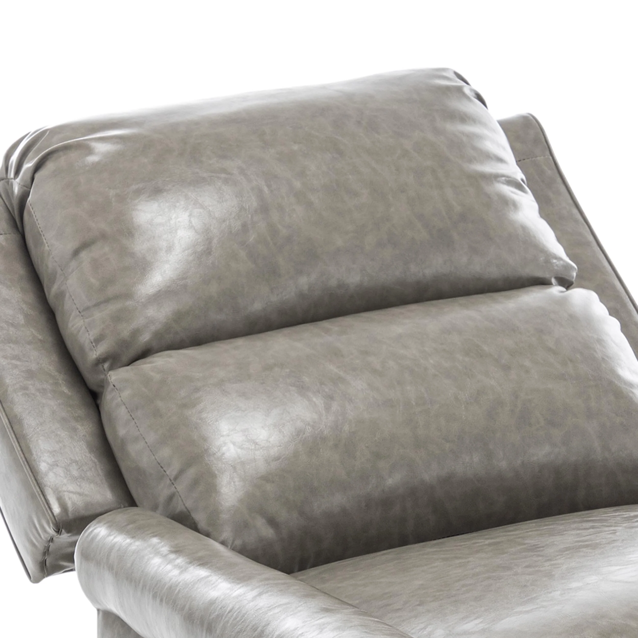 Mid-Century Nailhead Pu Leather Linen Recliner