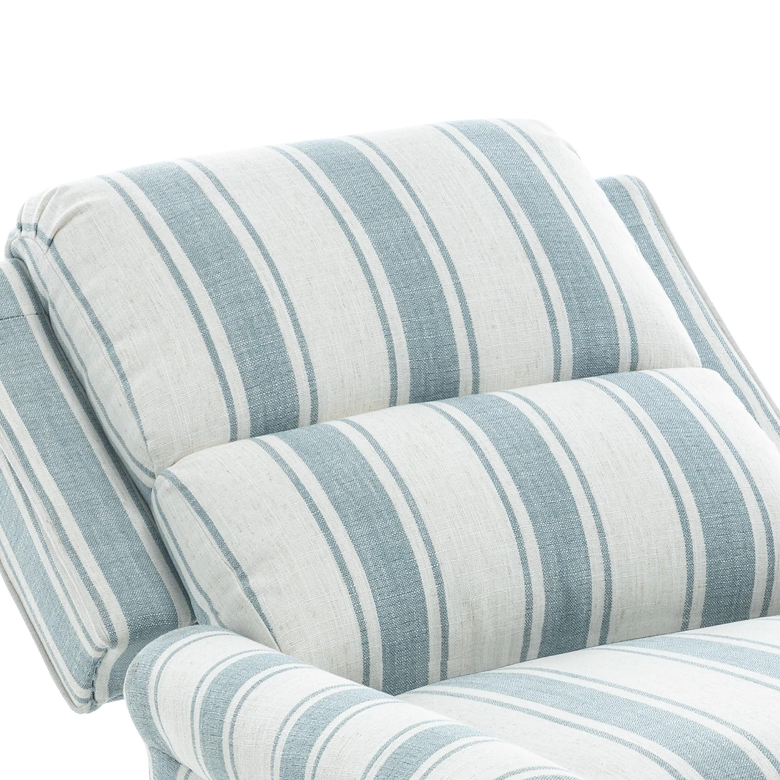 Mid-Century Nailhead Pu Leather Linen Recliner