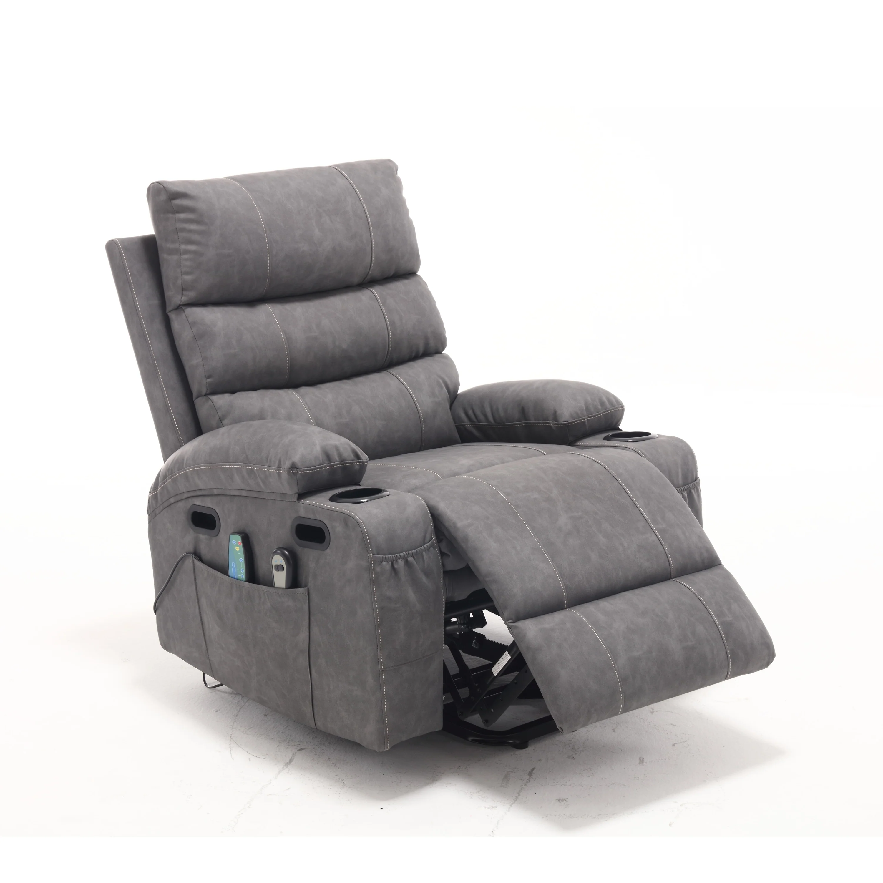 PU Leather Power Lift Recliner with Massage, Heating & Cup Holders