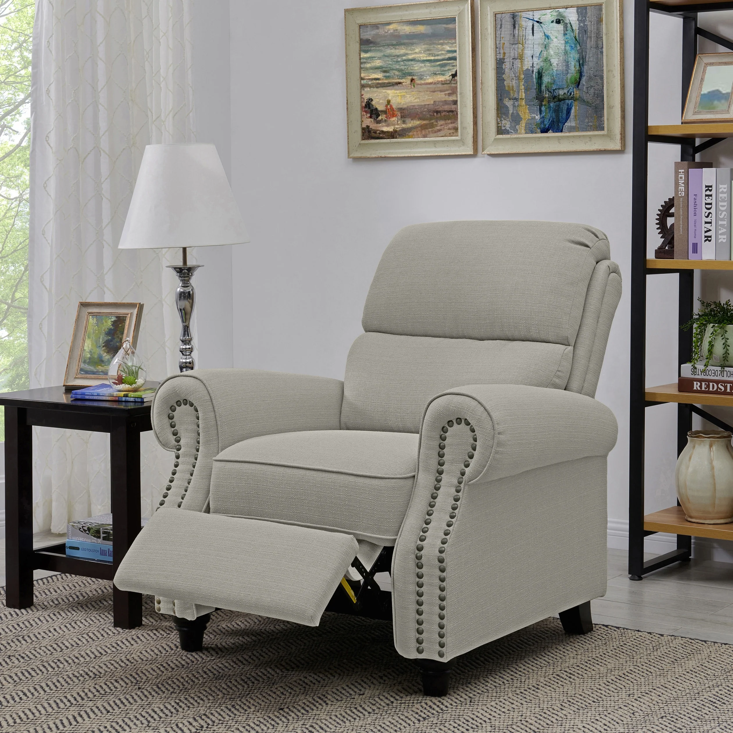 Copper Grove Jessie Linen Push-back Recliner Chair