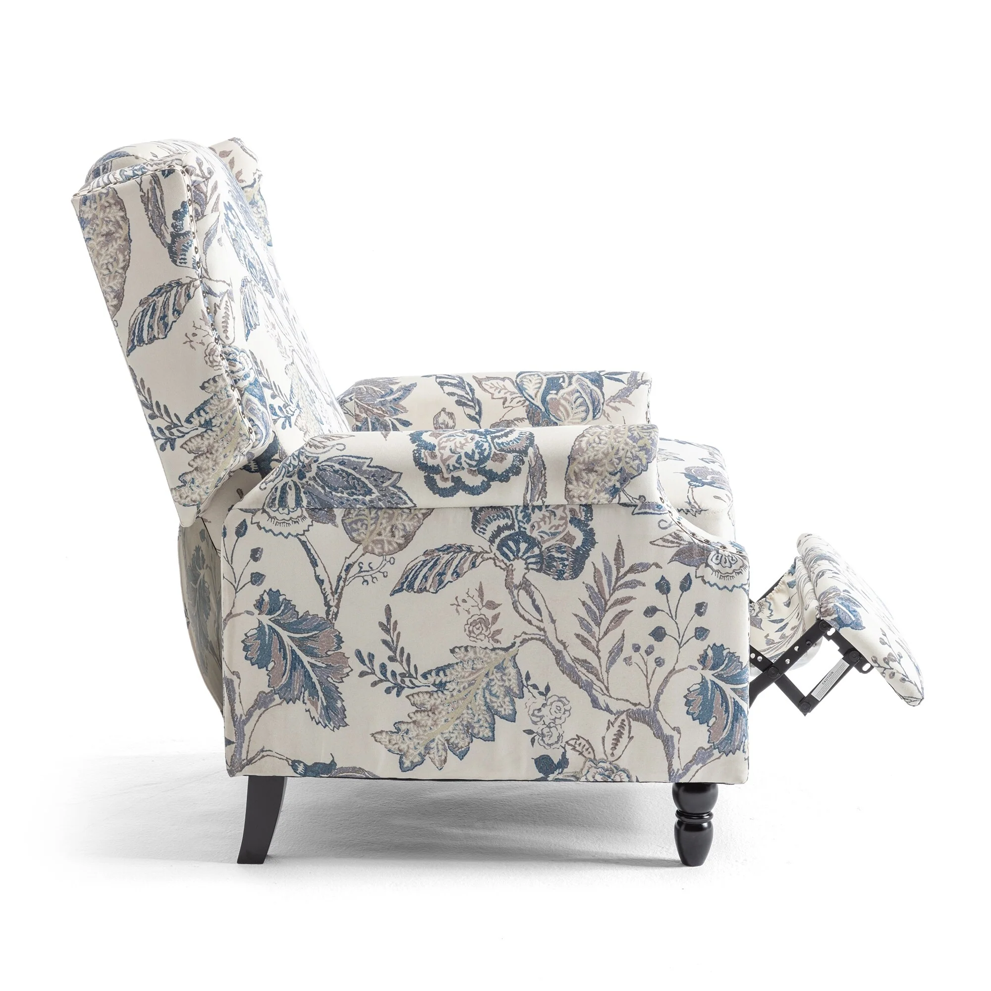 Linen Manual Upholstered Recliner with Wood Legs