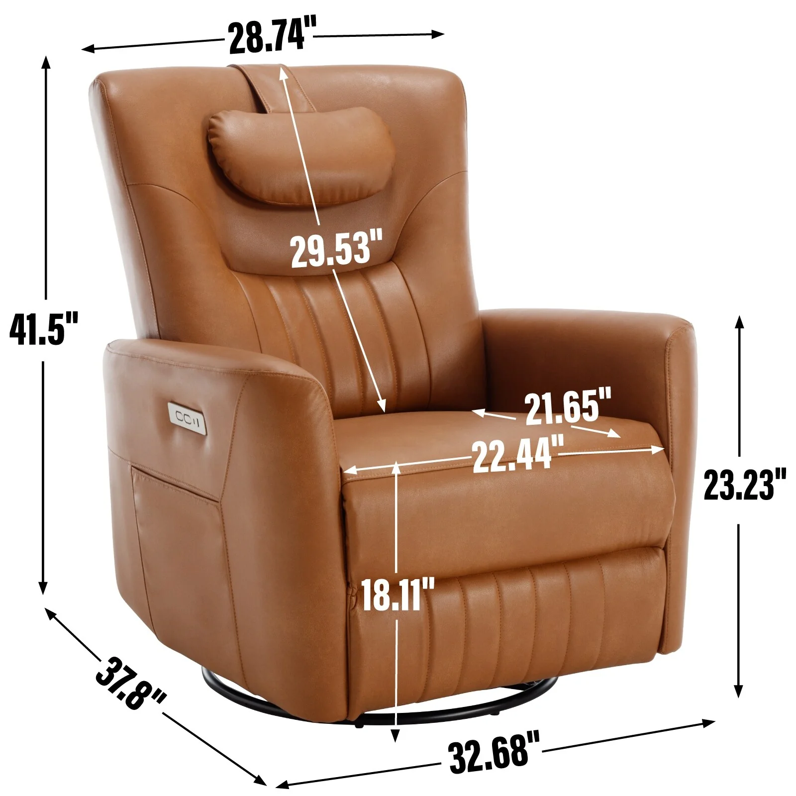 Swivel and Rocker Power Recliner Chair with Lumbar