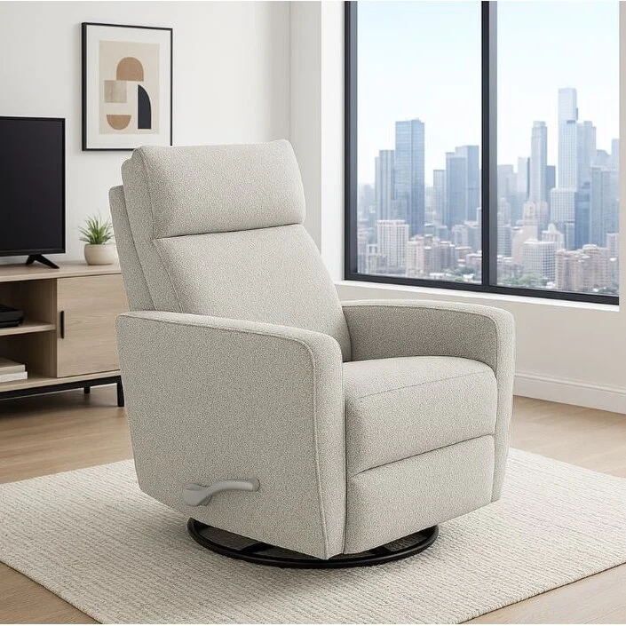 Gellar Upholstered Swivel Recliner, Birch