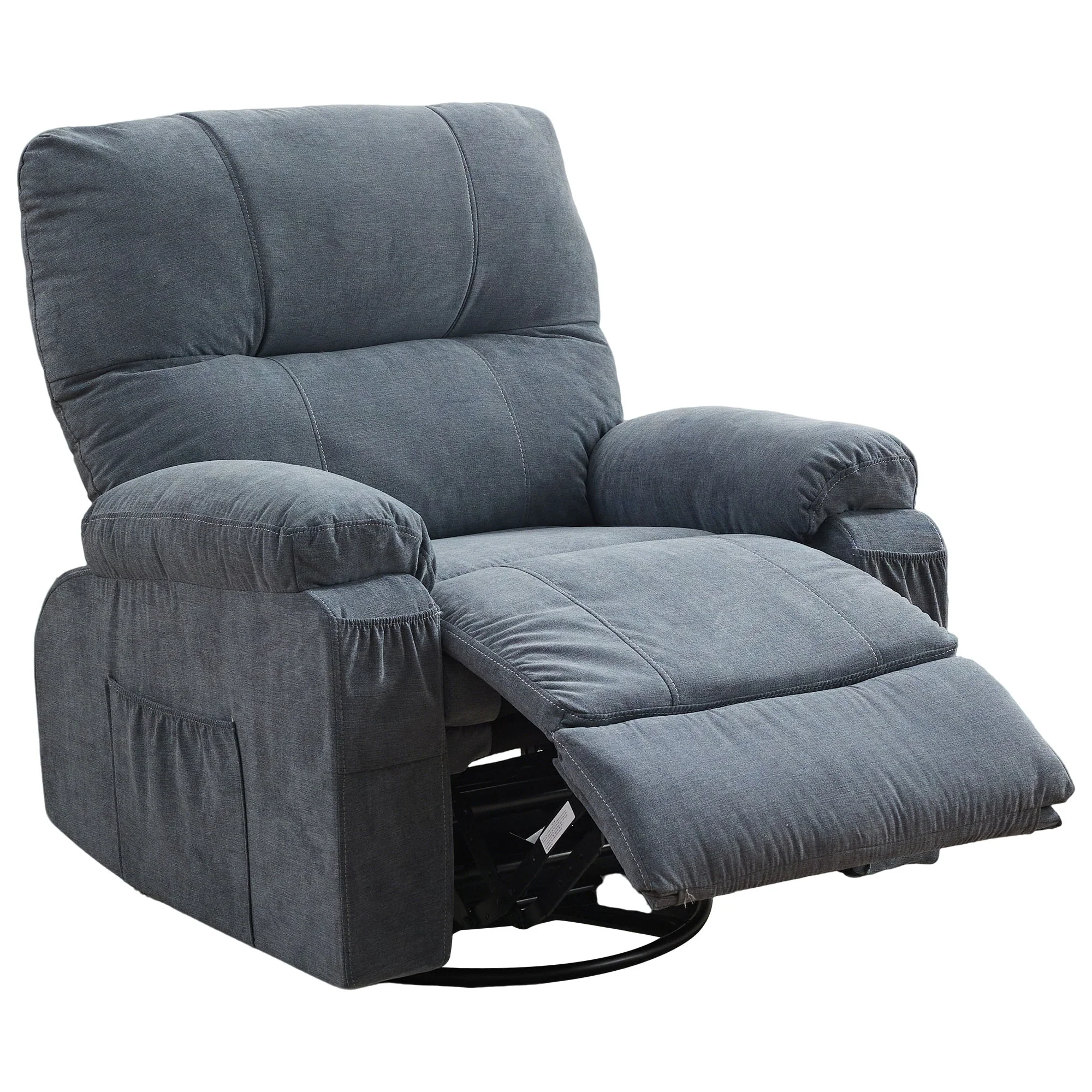 360�� Linen Swivel Rocker Recliner with Side Pockets