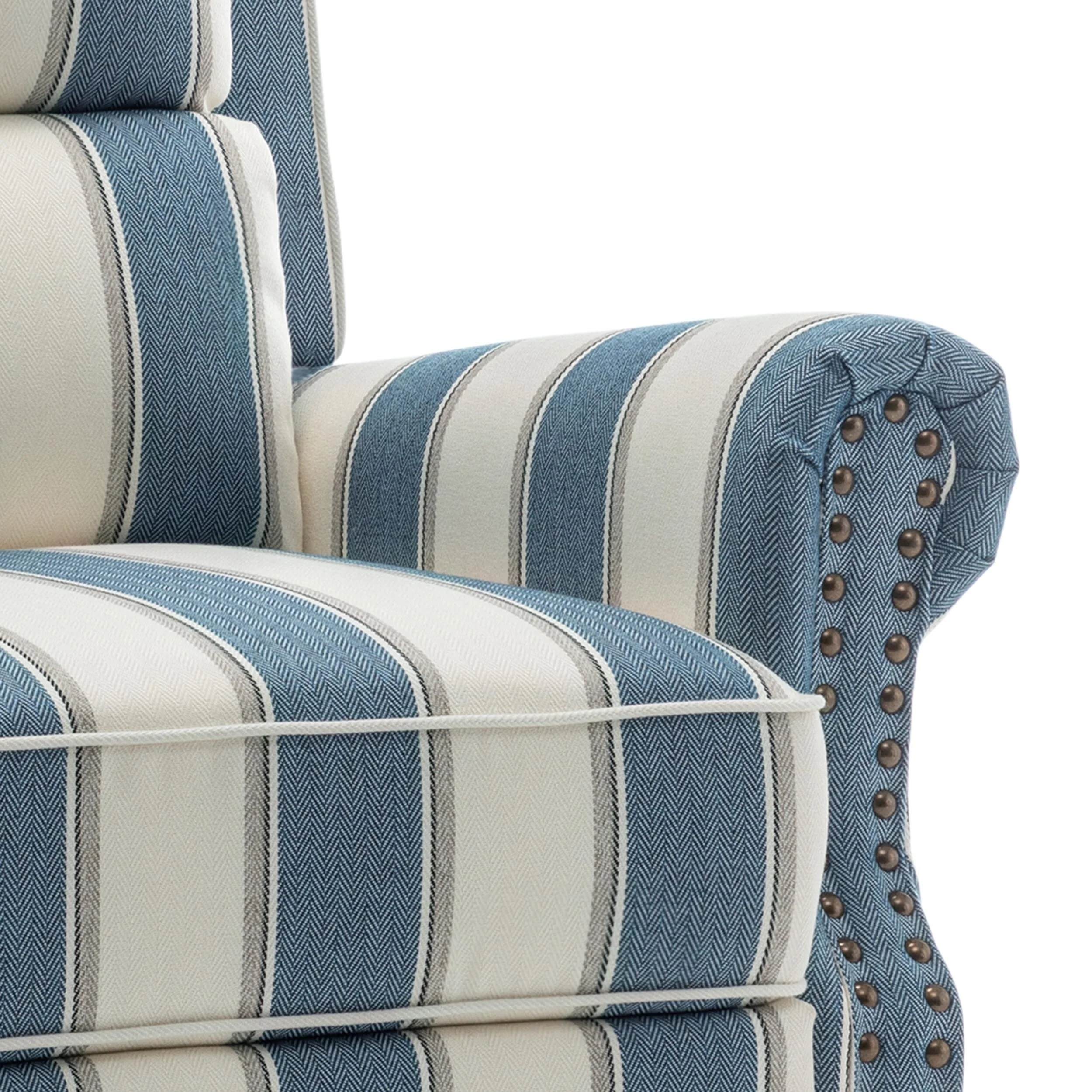 2 Set Nail-head Padded Seat Pushback Recliner Chair