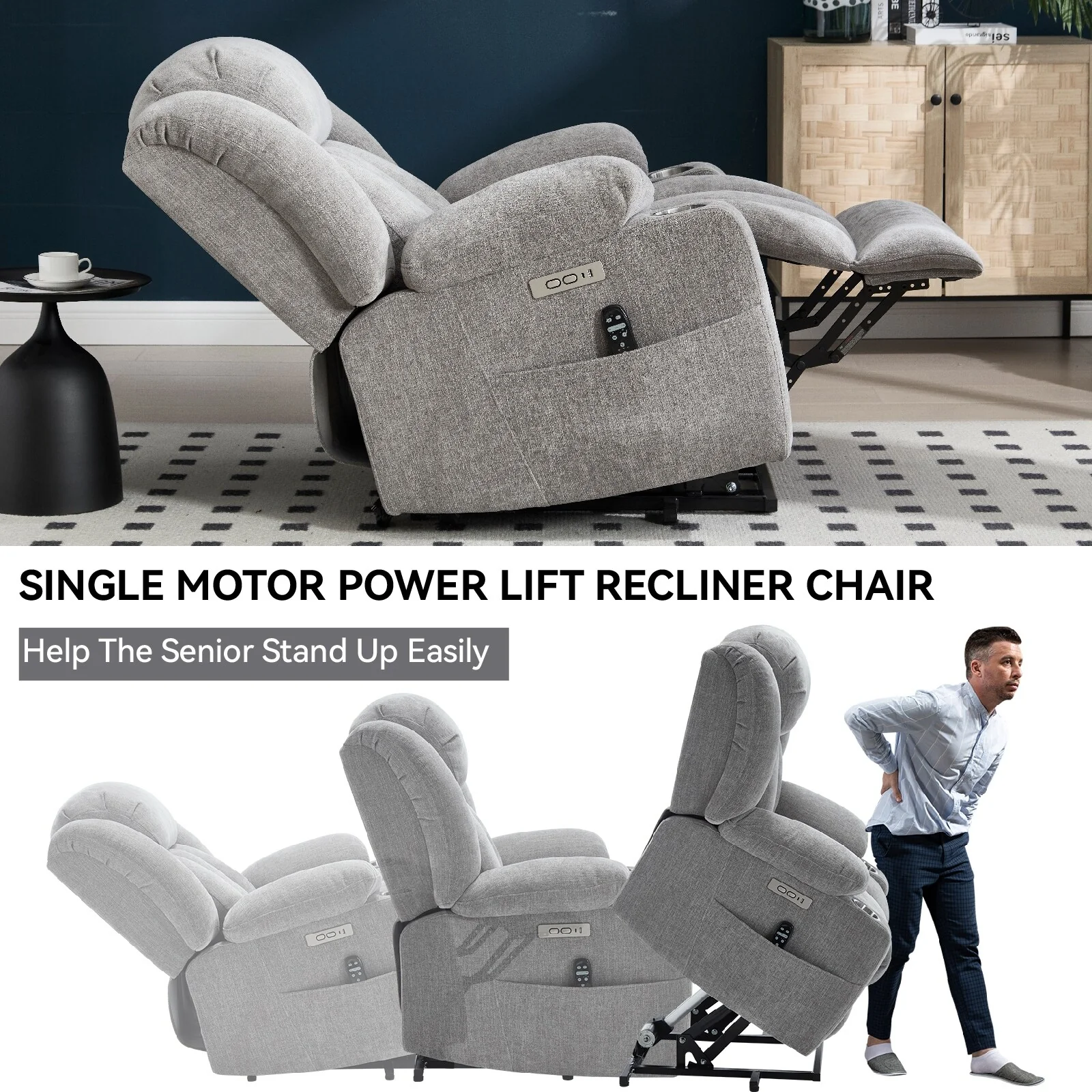 Chenille Power Lift Recliner Chair