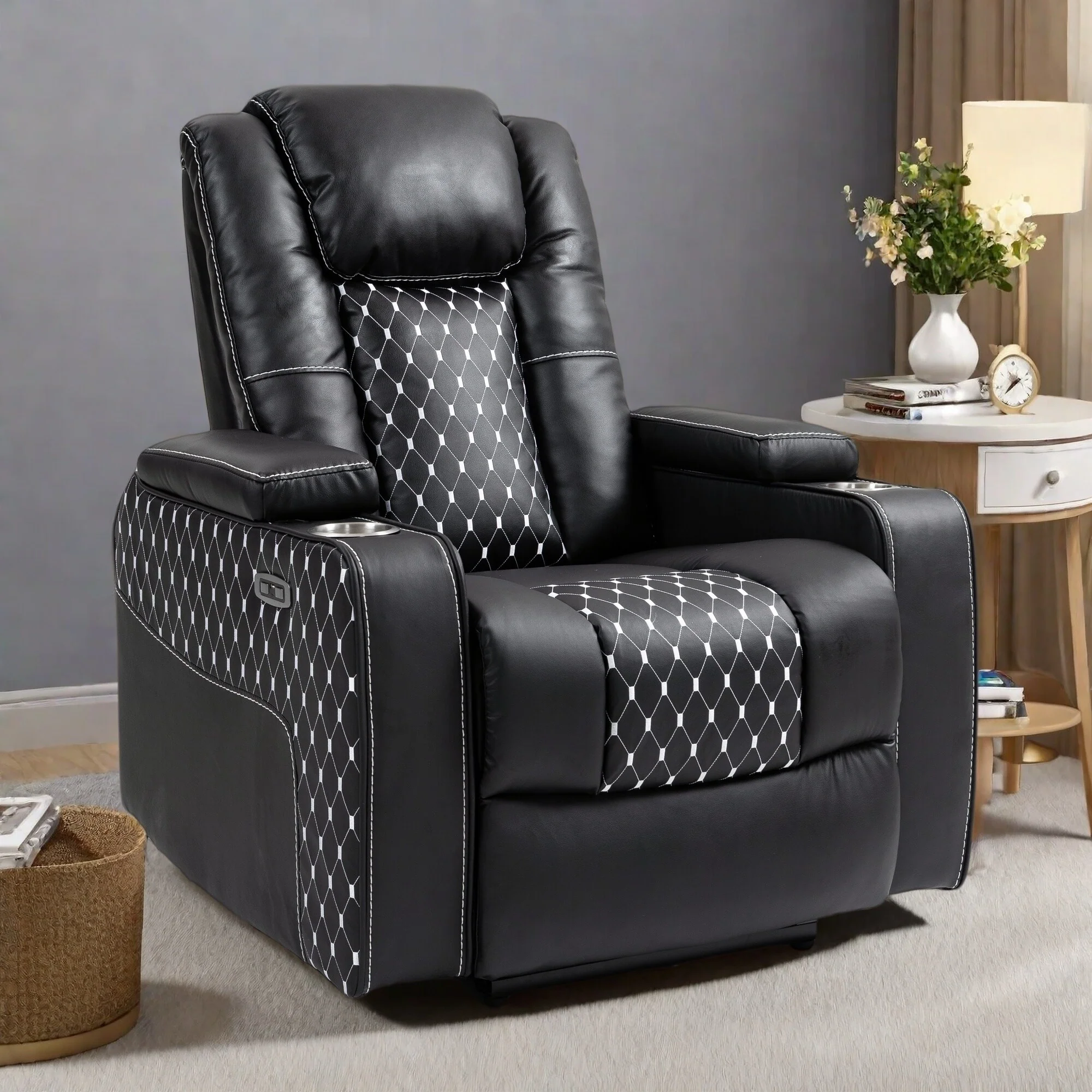Massage Lift Recliner with Dual Remotes, Wireless Charging, Cup Holder and Side Storage - Infinite Recline Positions