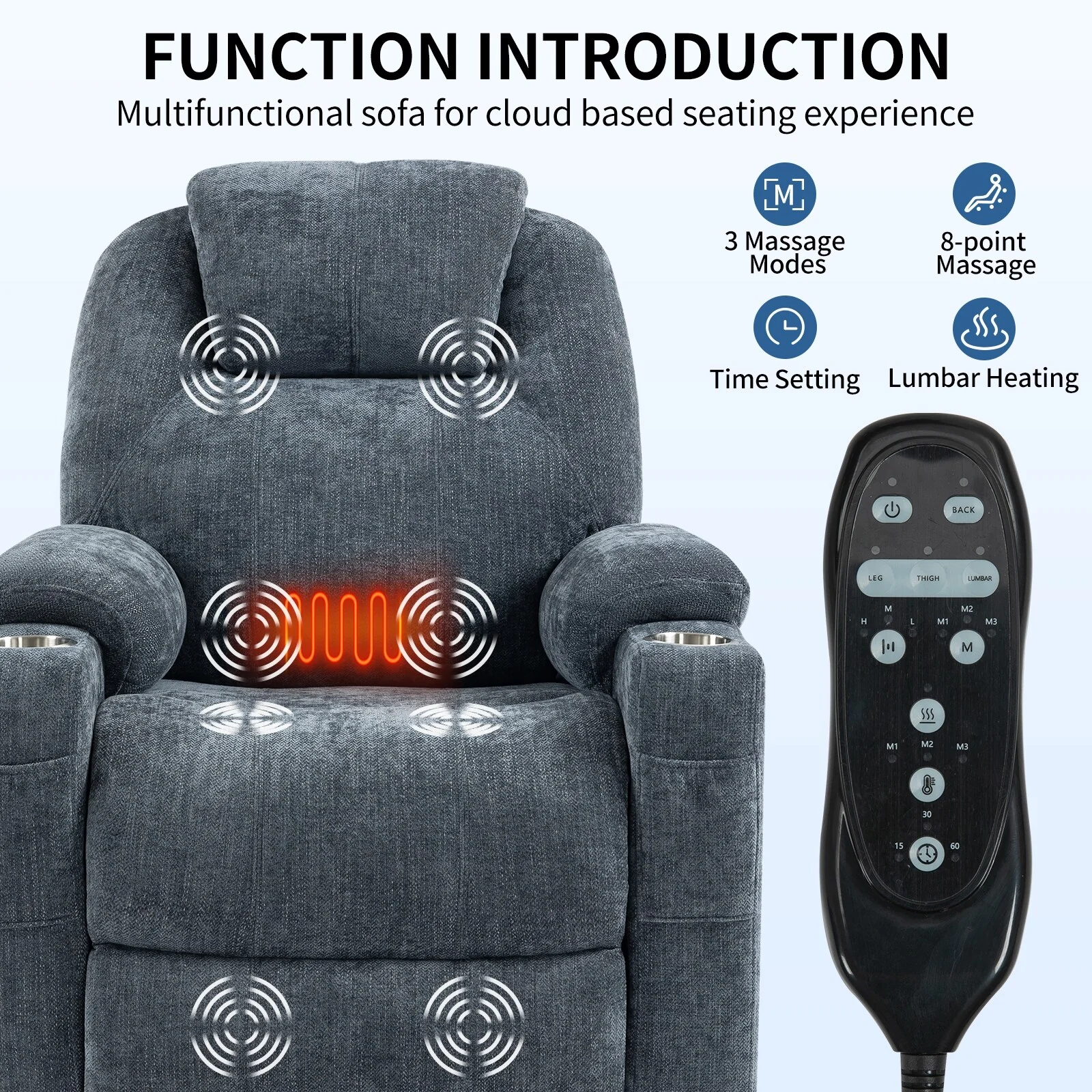 Standard Power Lift Recliner Chair with Full?Body Massage & USB