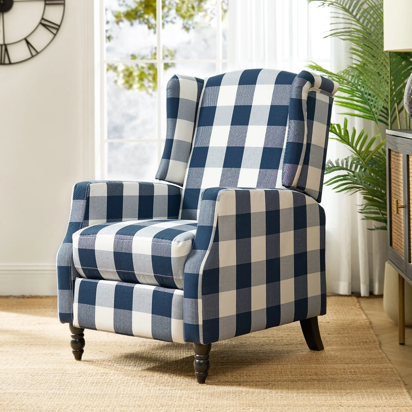 Damaris Mid-Century Modern Manual Pushback Recliner with Wingback Design by HULALA HOME