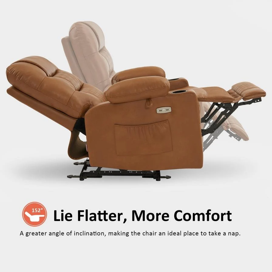 MCombo Electric Power Recliner Chair with Heat and Massage, Leather PR621