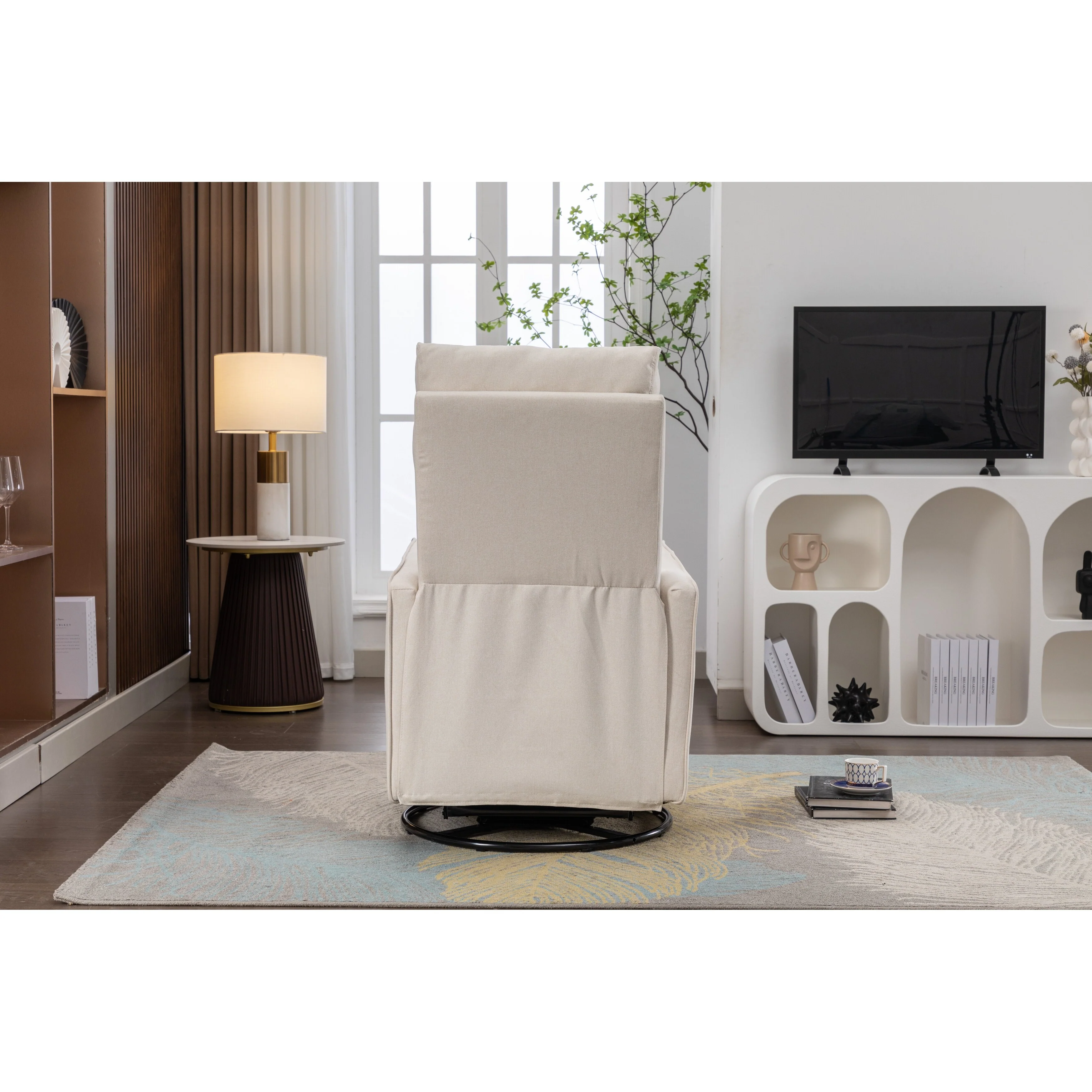 Manual Swivel Rocker Recliner Chair with Adjustable Back & Footrest