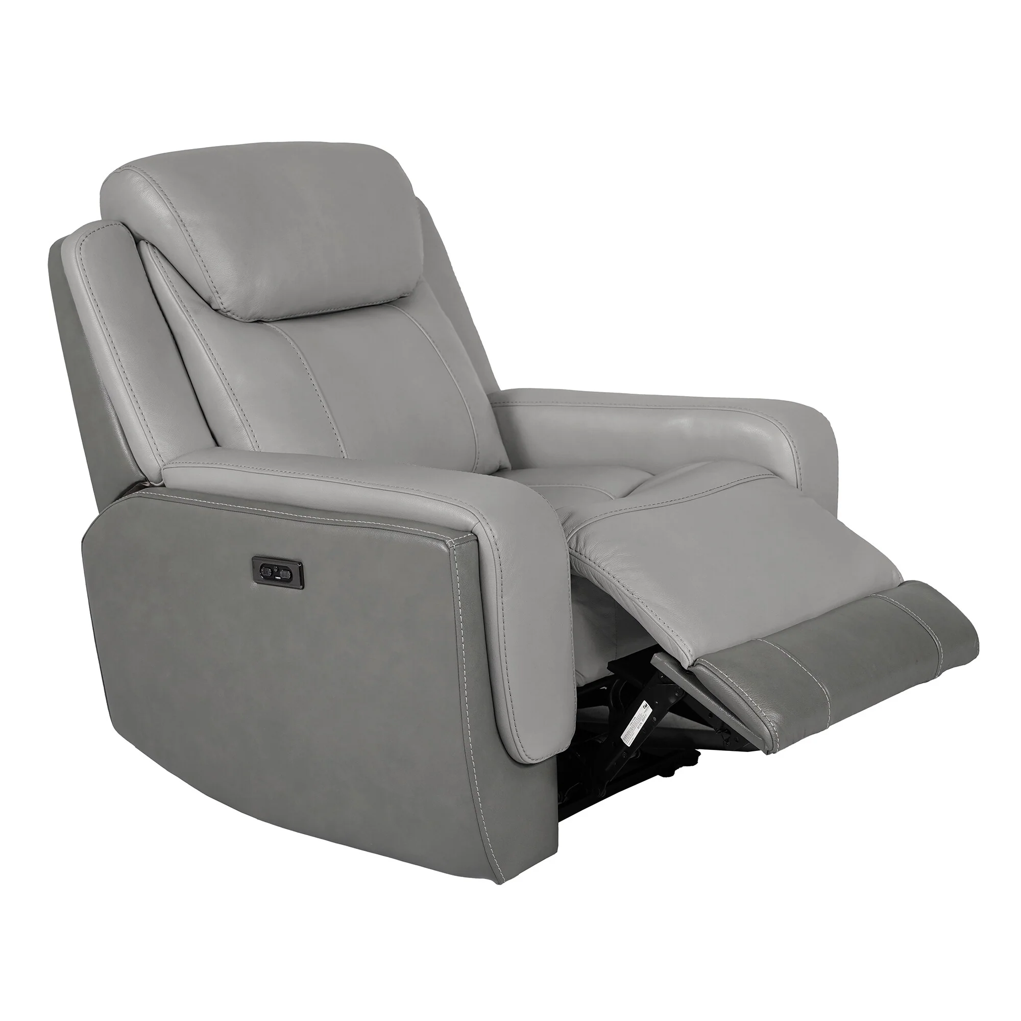 Rosalyn Zero Gravity Silver and Gray Leather Power Recliner with Power Headrest